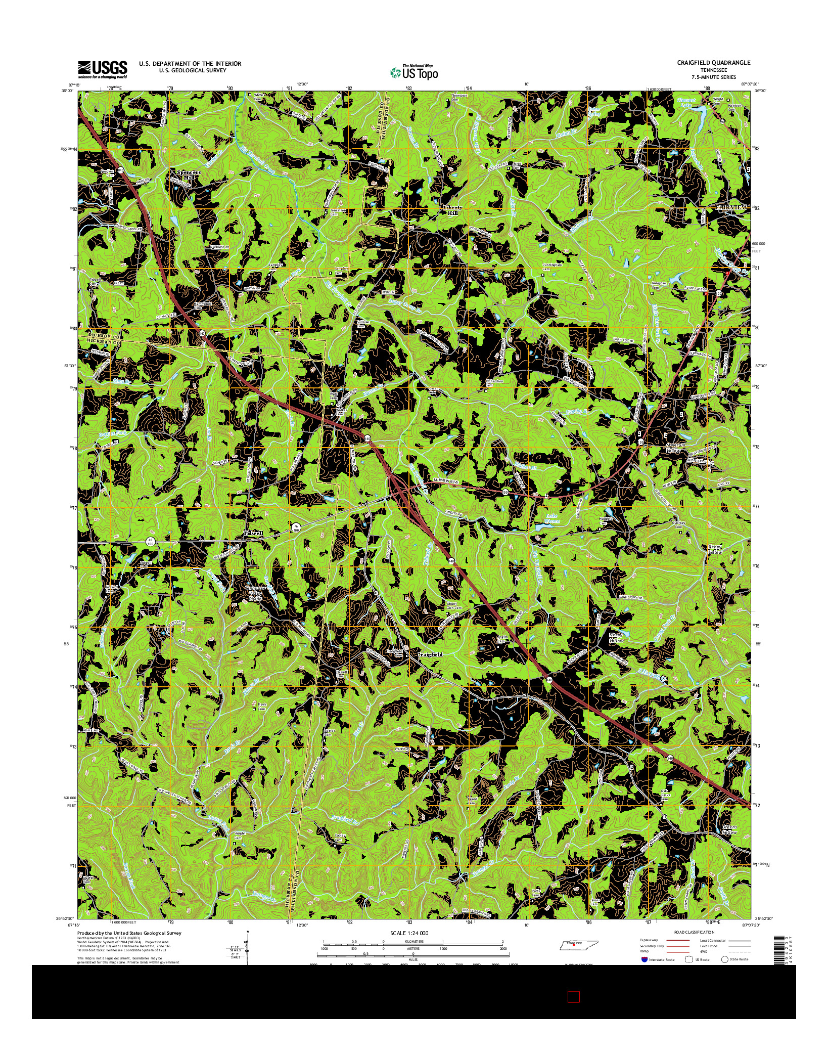 USGS US TOPO 7.5-MINUTE MAP FOR CRAIGFIELD, TN 2016