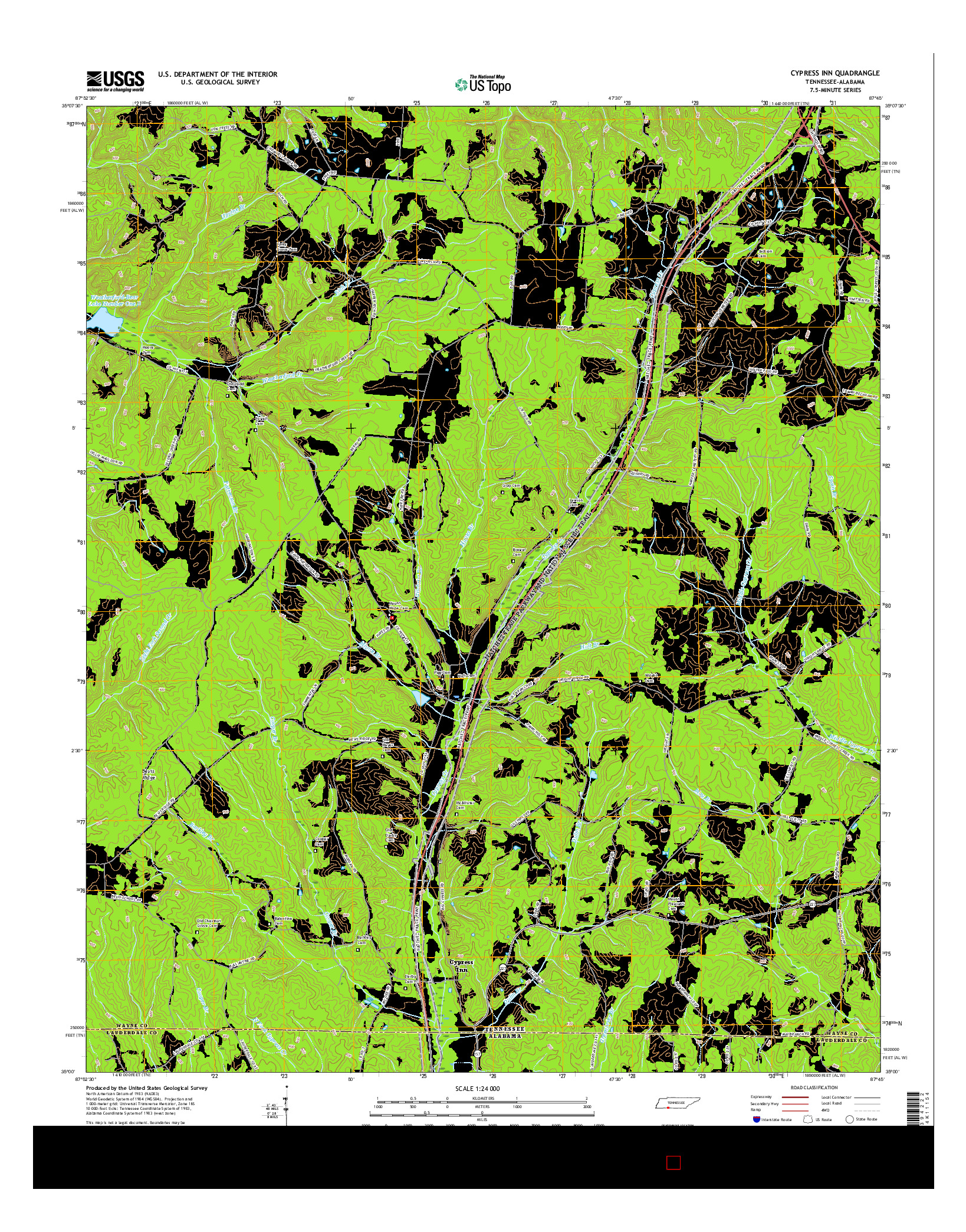 USGS US TOPO 7.5-MINUTE MAP FOR CYPRESS INN, TN-AL 2016