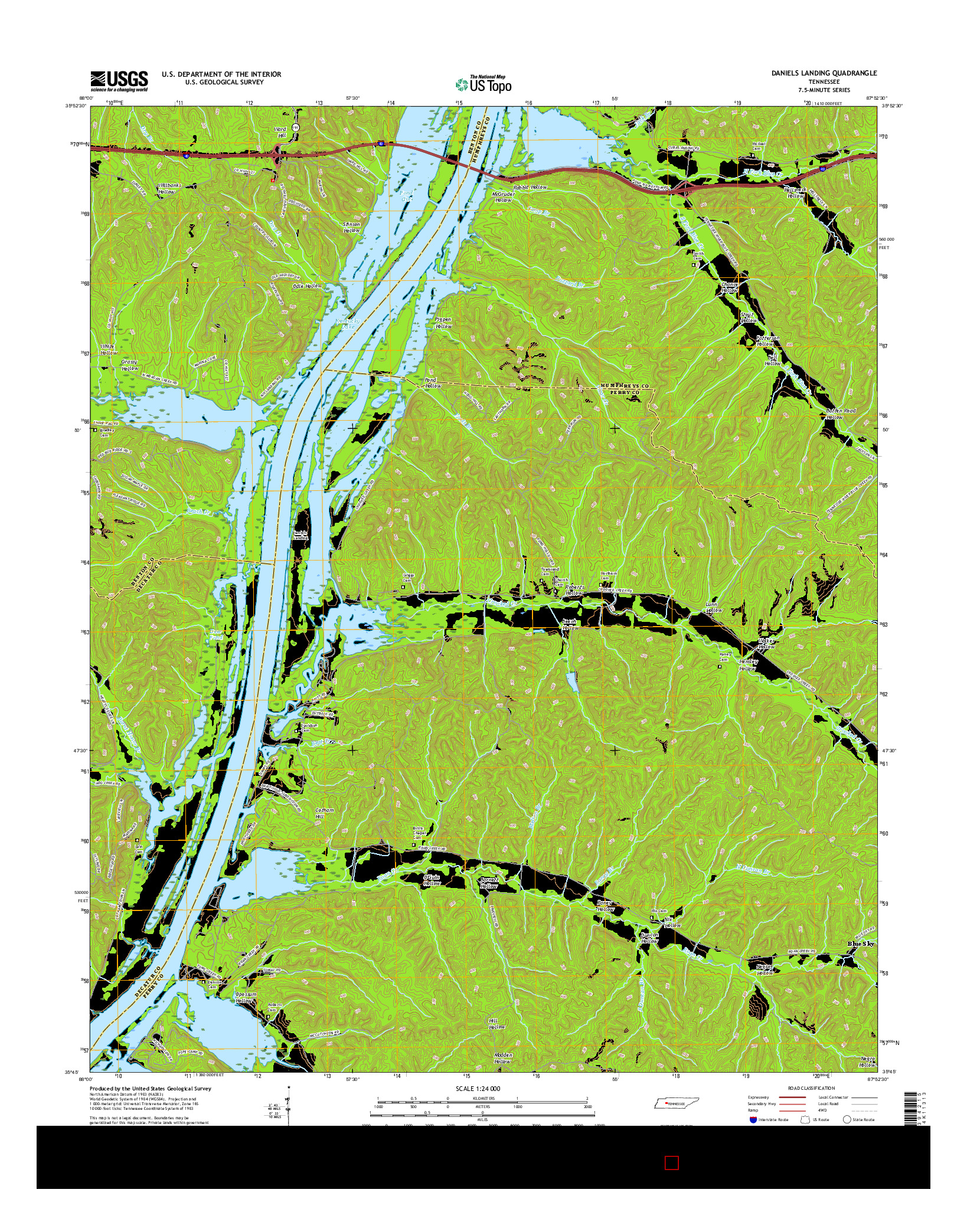 USGS US TOPO 7.5-MINUTE MAP FOR DANIELS LANDING, TN 2016