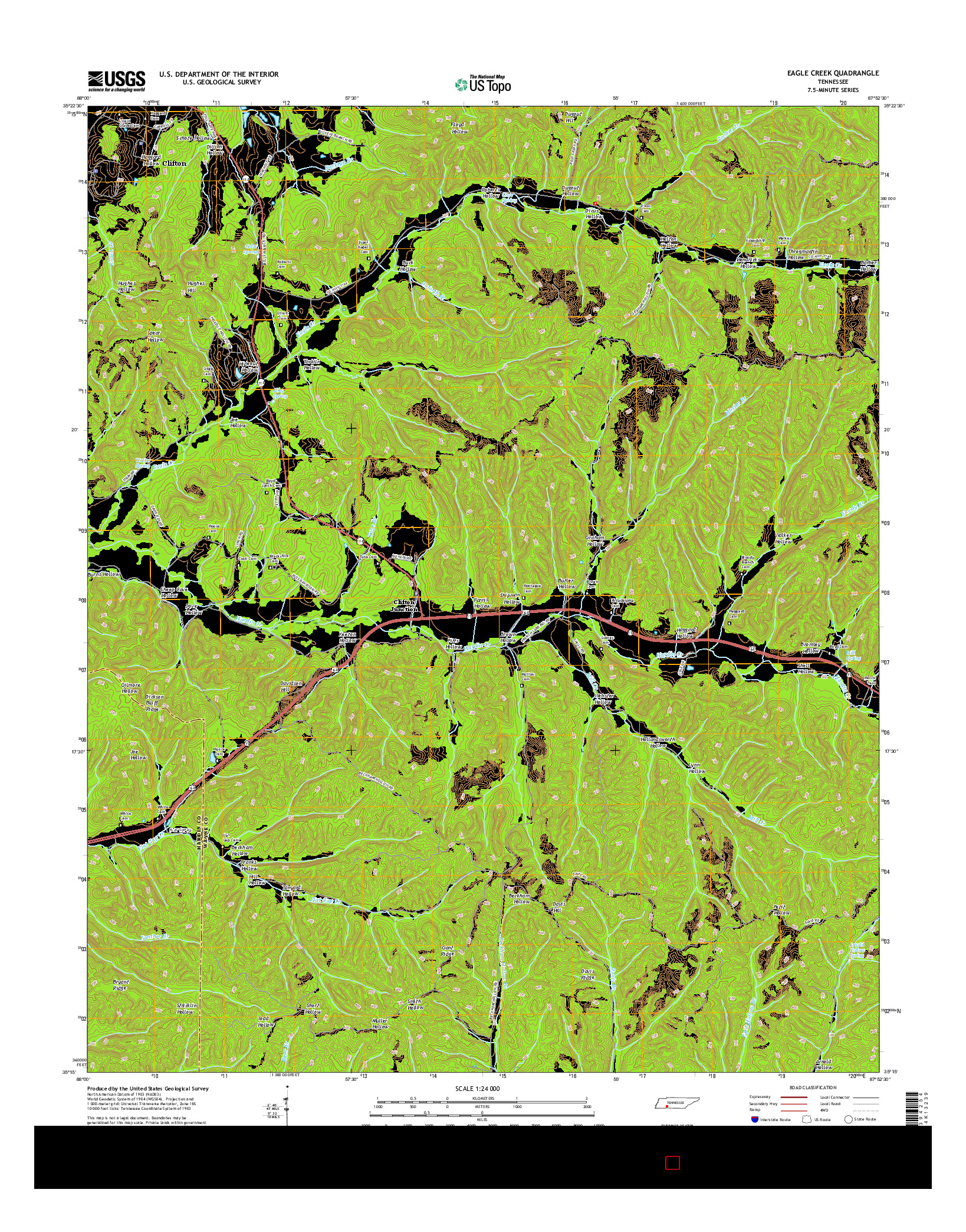 USGS US TOPO 7.5-MINUTE MAP FOR EAGLE CREEK, TN 2016