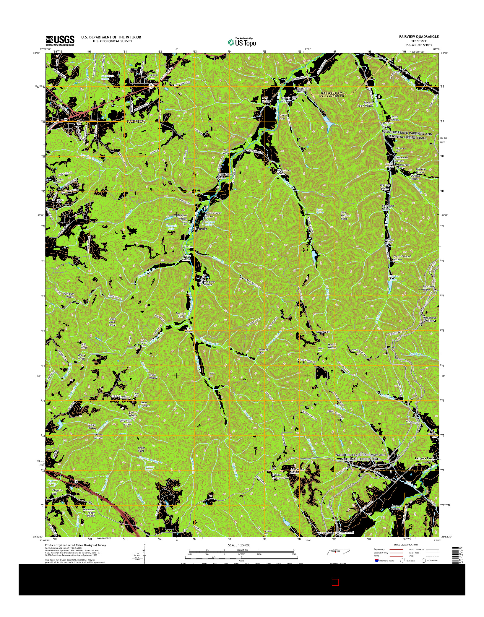 USGS US TOPO 7.5-MINUTE MAP FOR FAIRVIEW, TN 2016