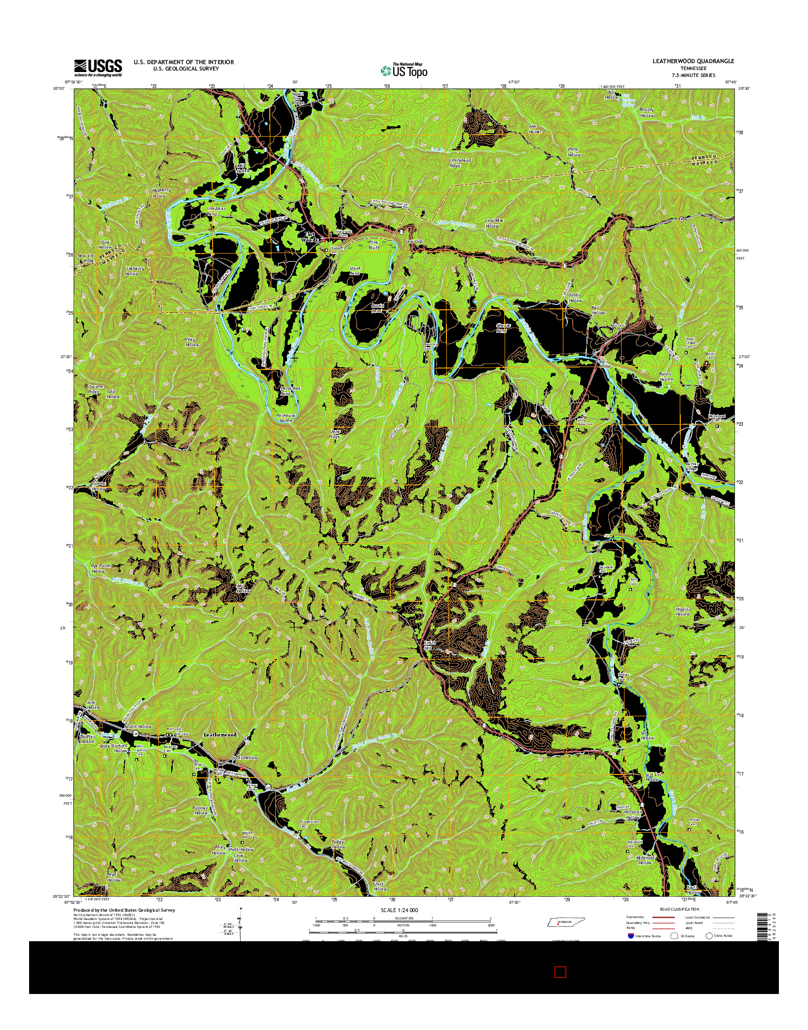 USGS US TOPO 7.5-MINUTE MAP FOR LEATHERWOOD, TN 2016