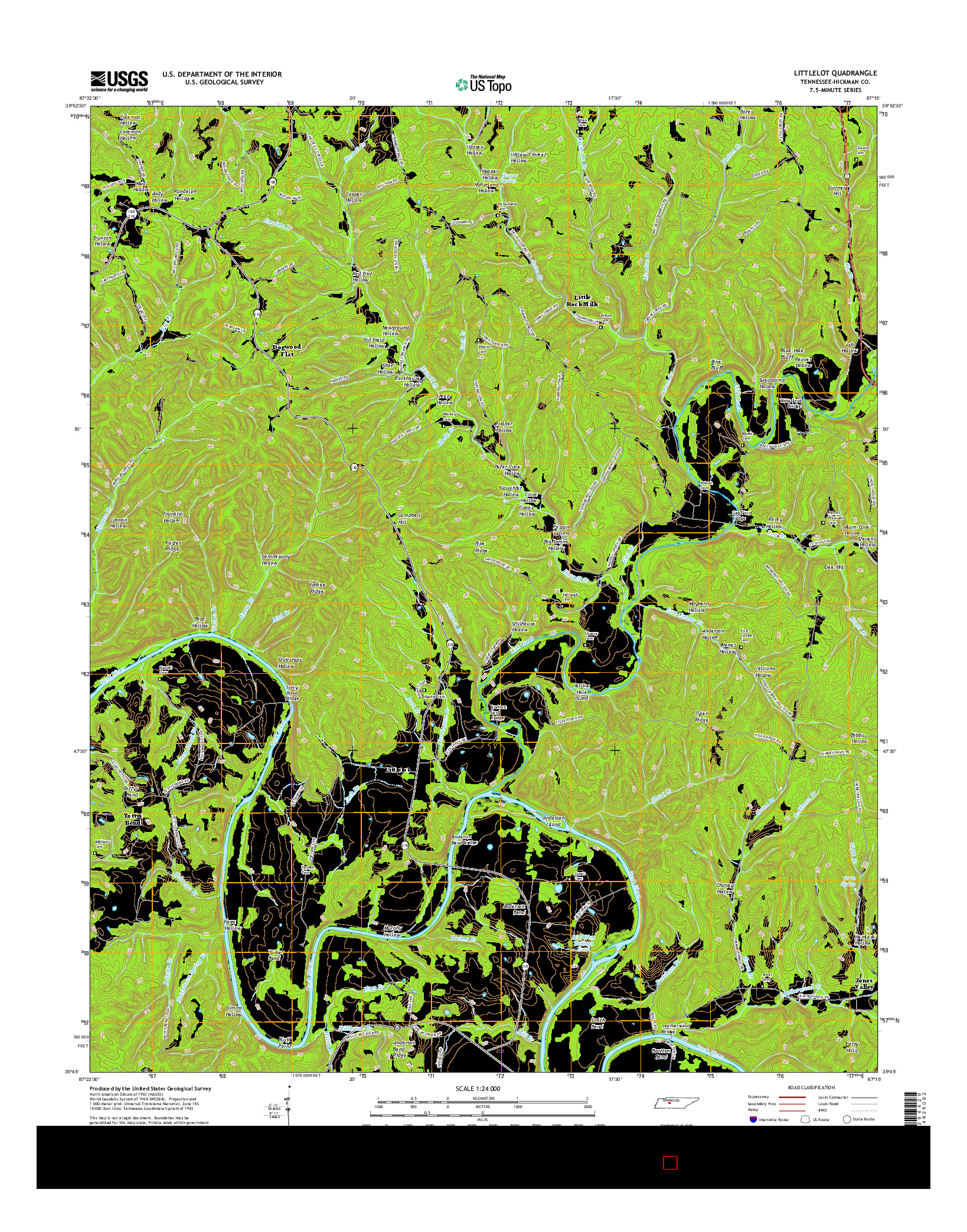 USGS US TOPO 7.5-MINUTE MAP FOR LITTLELOT, TN 2016