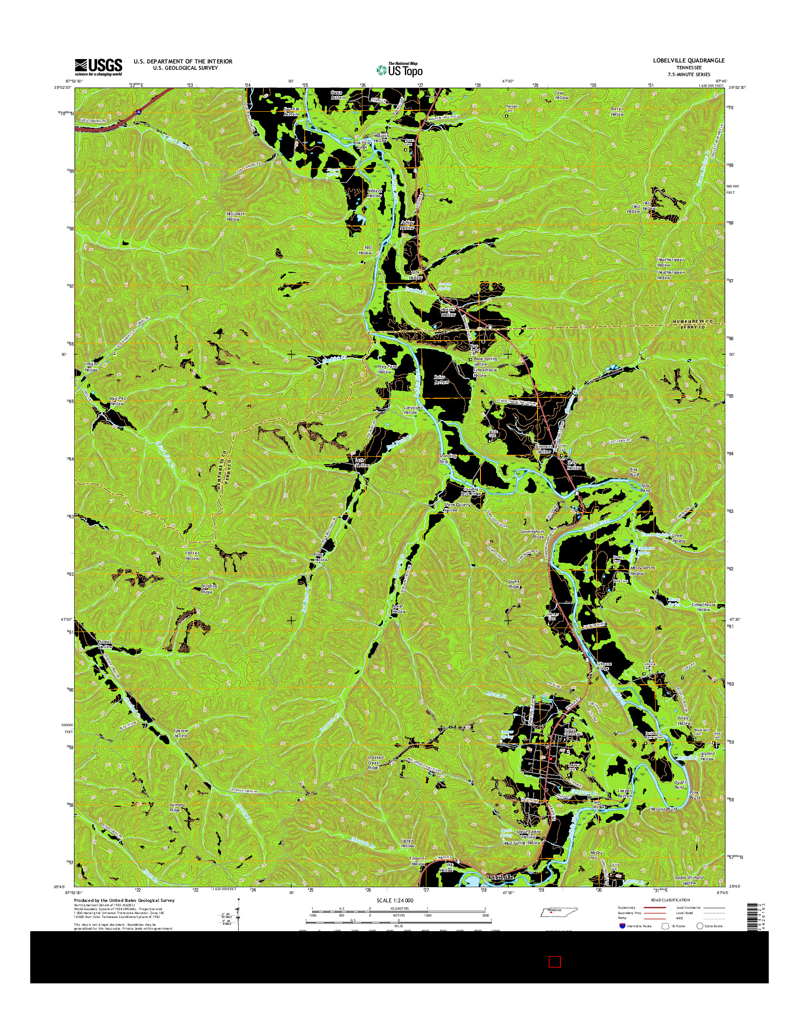 USGS US TOPO 7.5-MINUTE MAP FOR LOBELVILLE, TN 2016