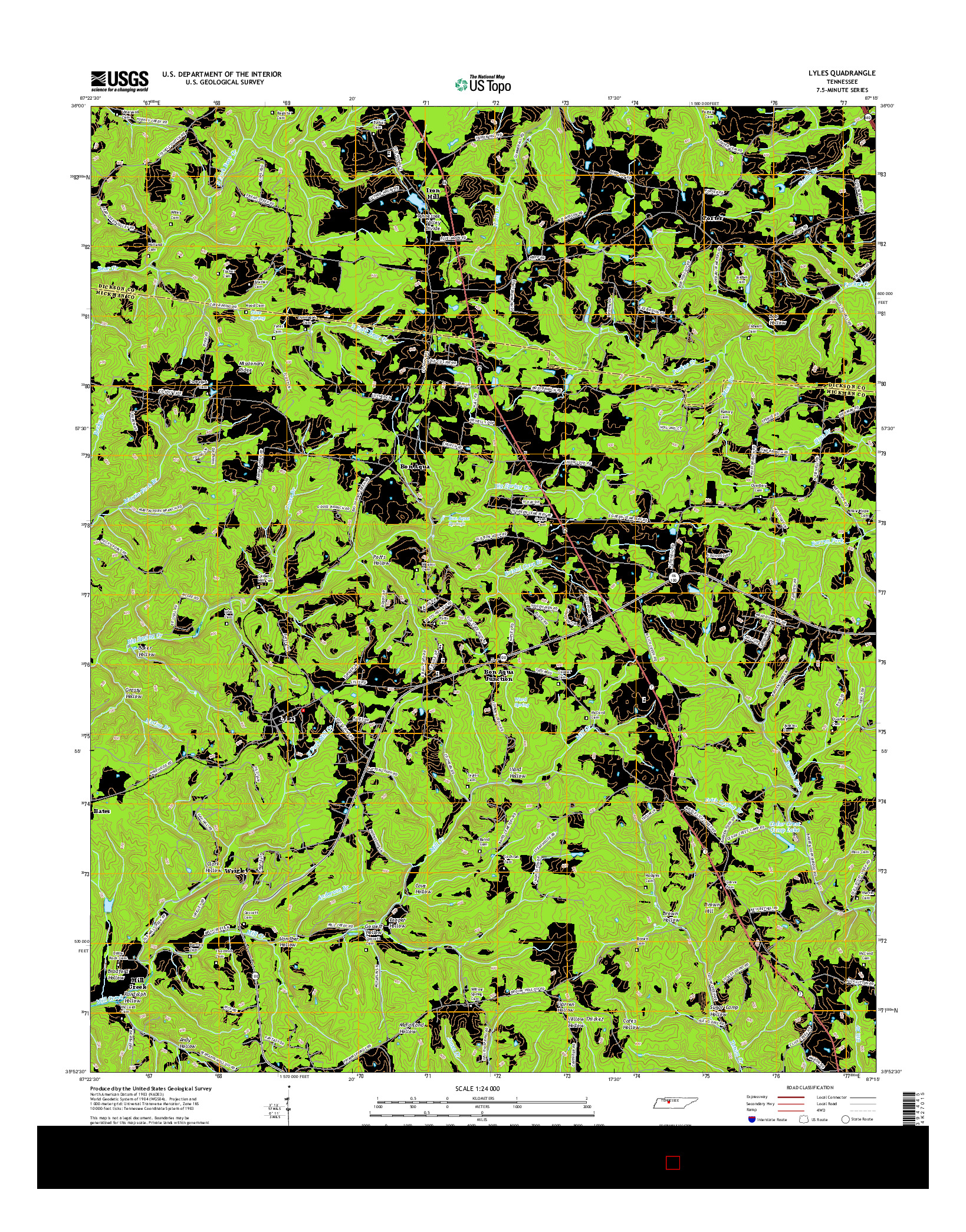 USGS US TOPO 7.5-MINUTE MAP FOR LYLES, TN 2016