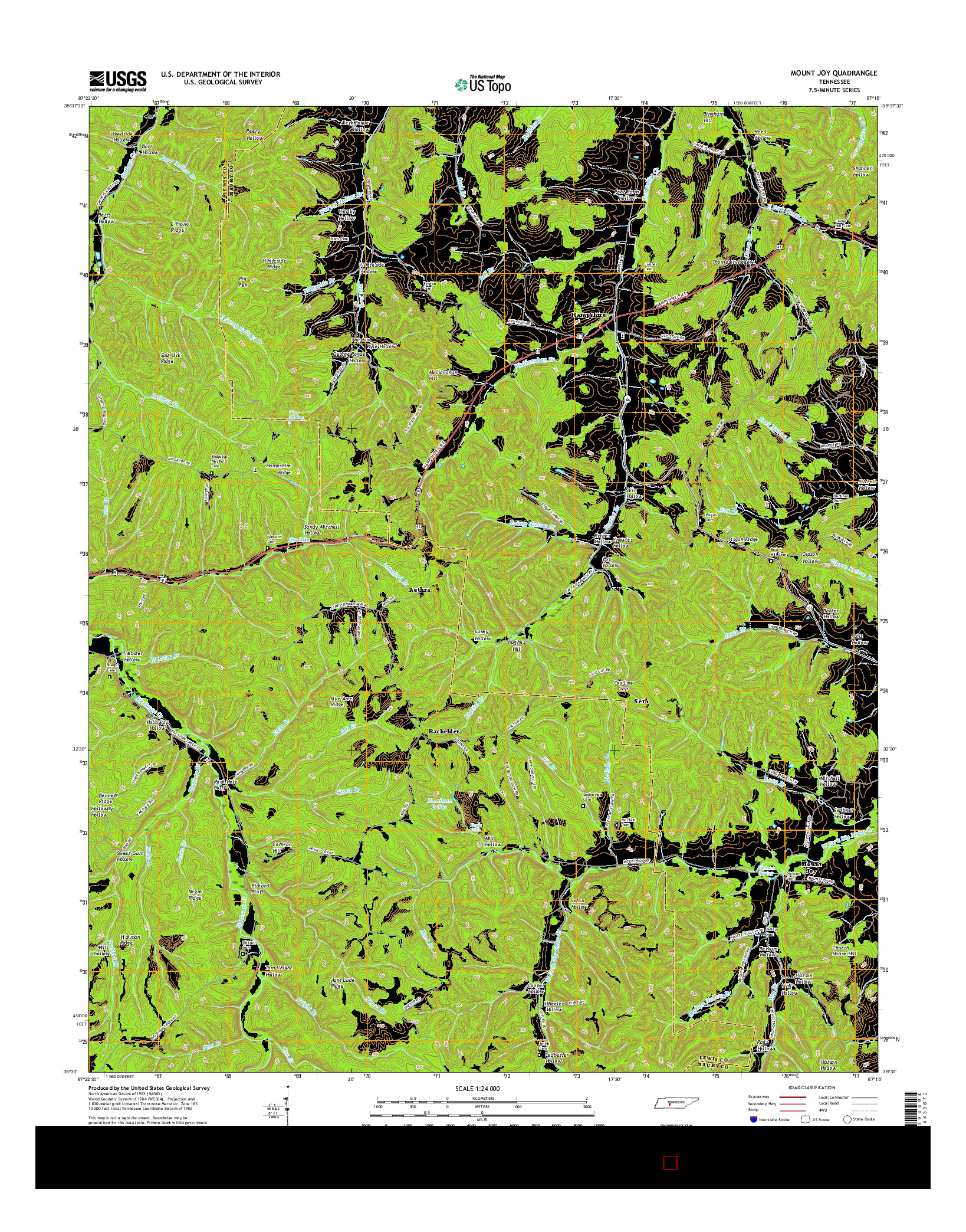 USGS US TOPO 7.5-MINUTE MAP FOR MOUNT JOY, TN 2016