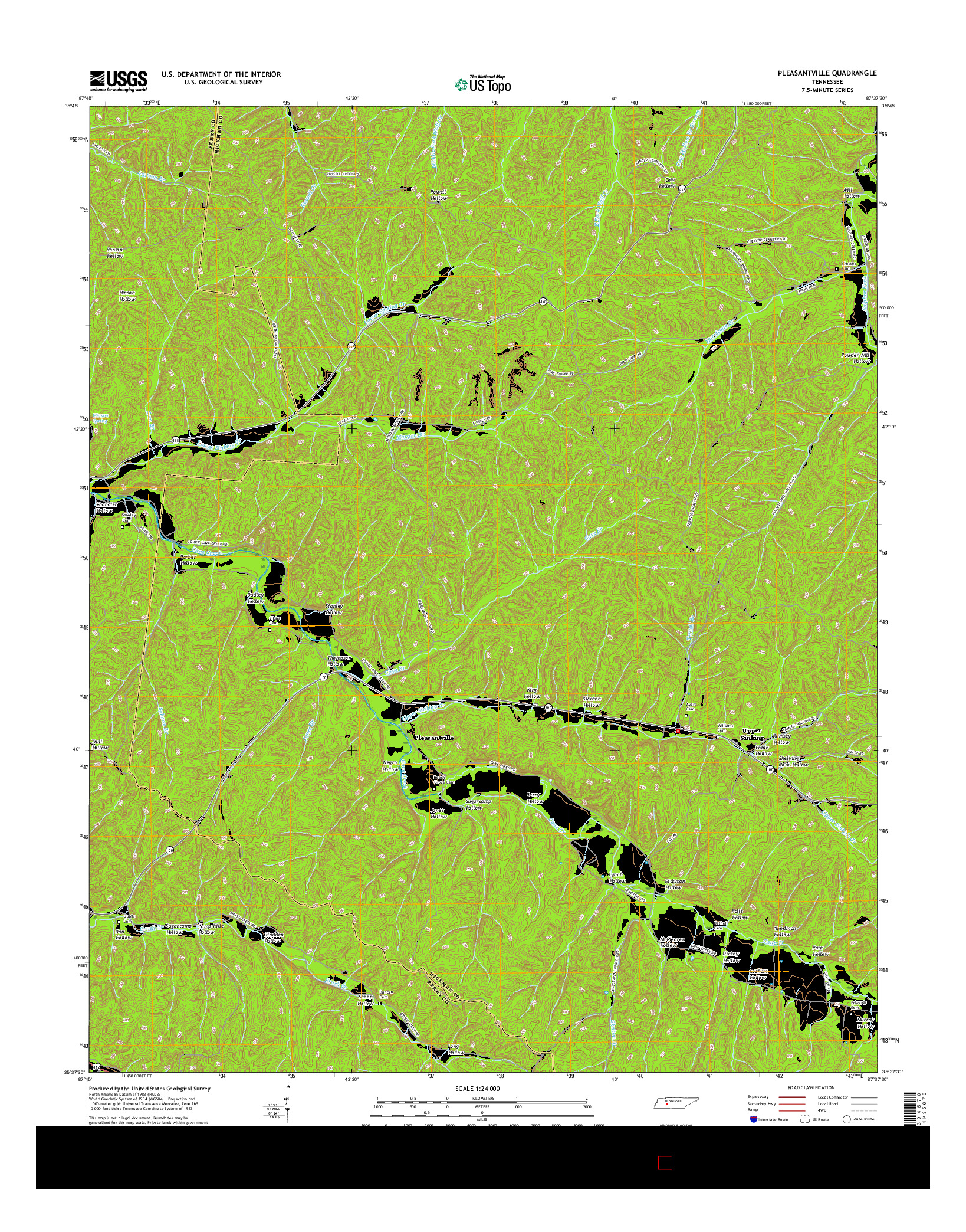 USGS US TOPO 7.5-MINUTE MAP FOR PLEASANTVILLE, TN 2016