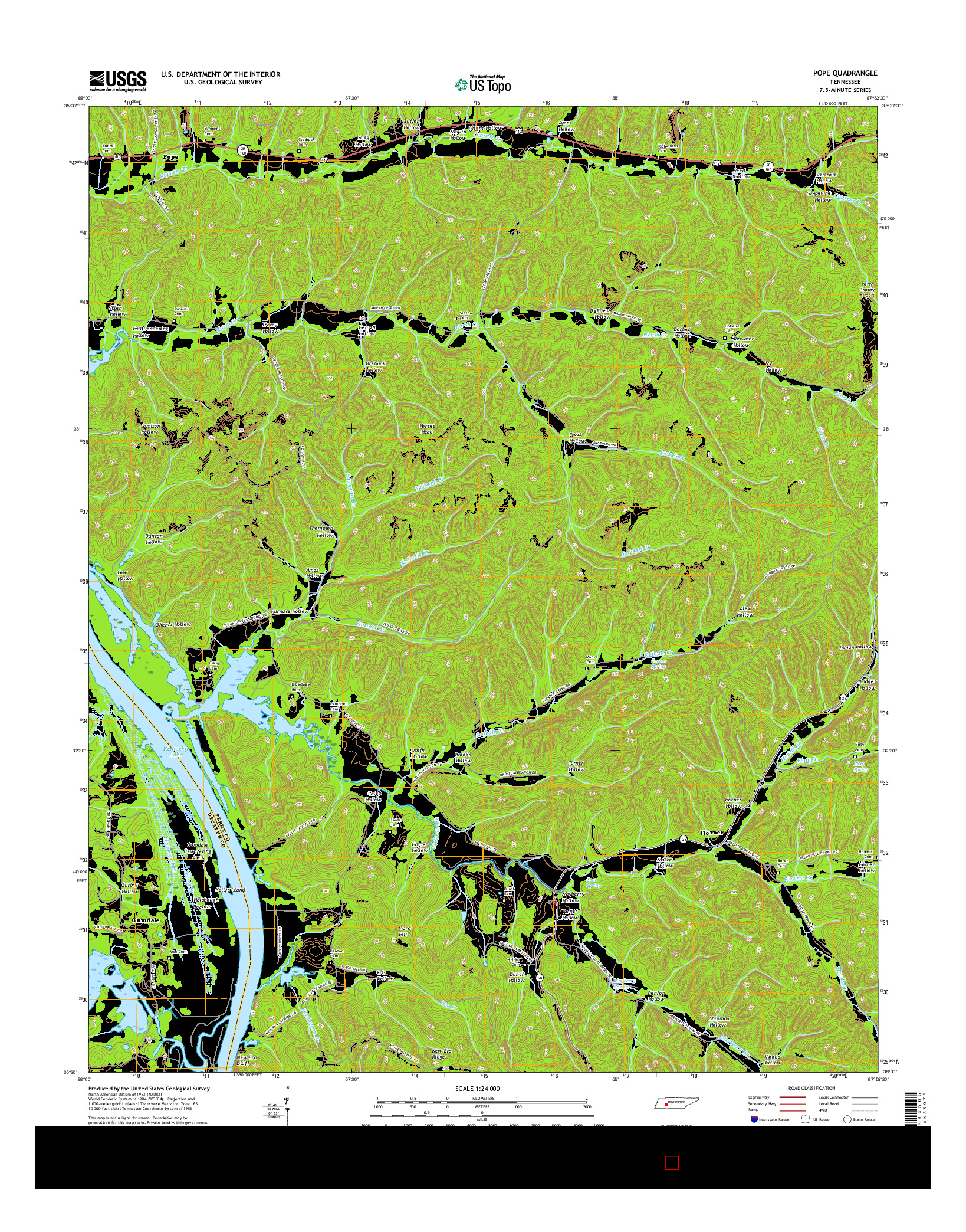 USGS US TOPO 7.5-MINUTE MAP FOR POPE, TN 2016