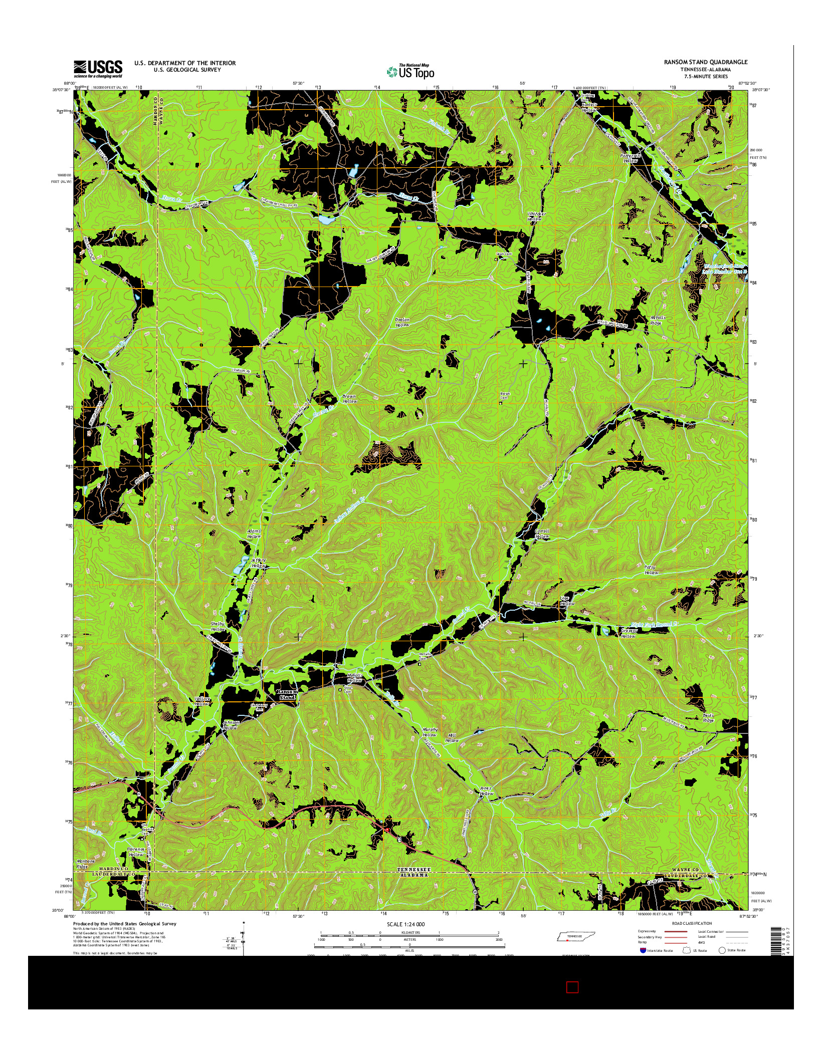 USGS US TOPO 7.5-MINUTE MAP FOR RANSOM STAND, TN-AL 2016