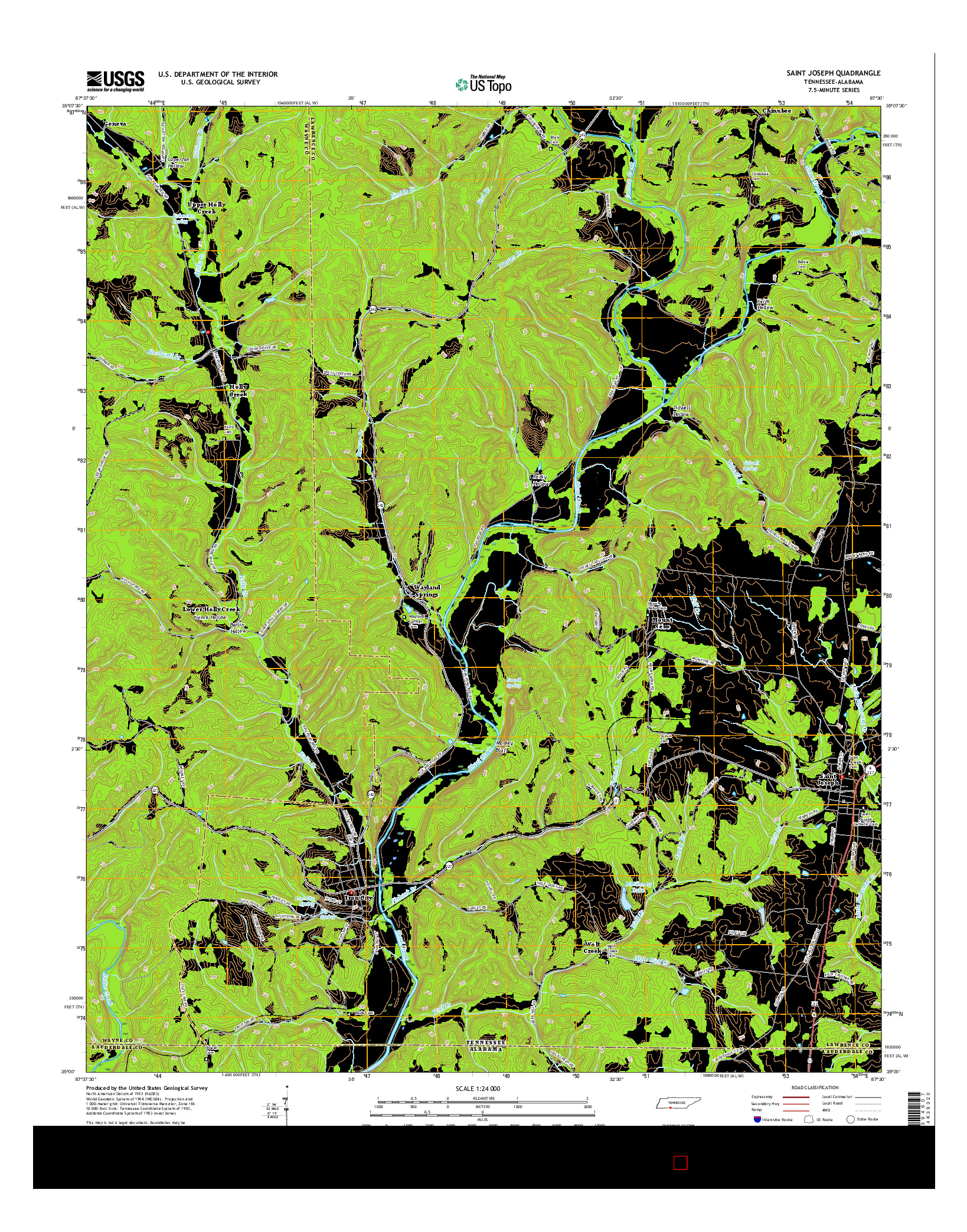 USGS US TOPO 7.5-MINUTE MAP FOR SAINT JOSEPH, TN-AL 2016