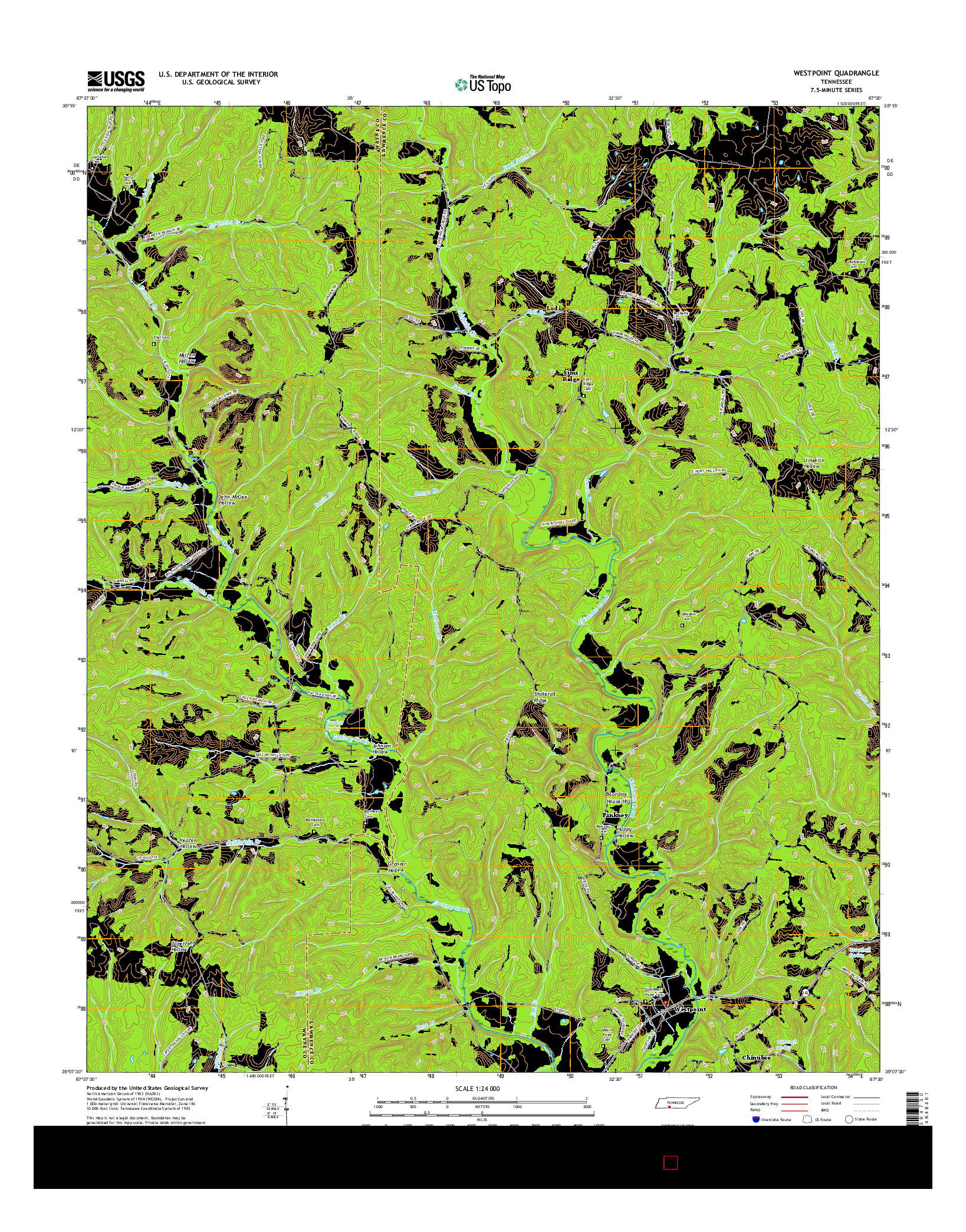 USGS US TOPO 7.5-MINUTE MAP FOR WESTPOINT, TN 2016