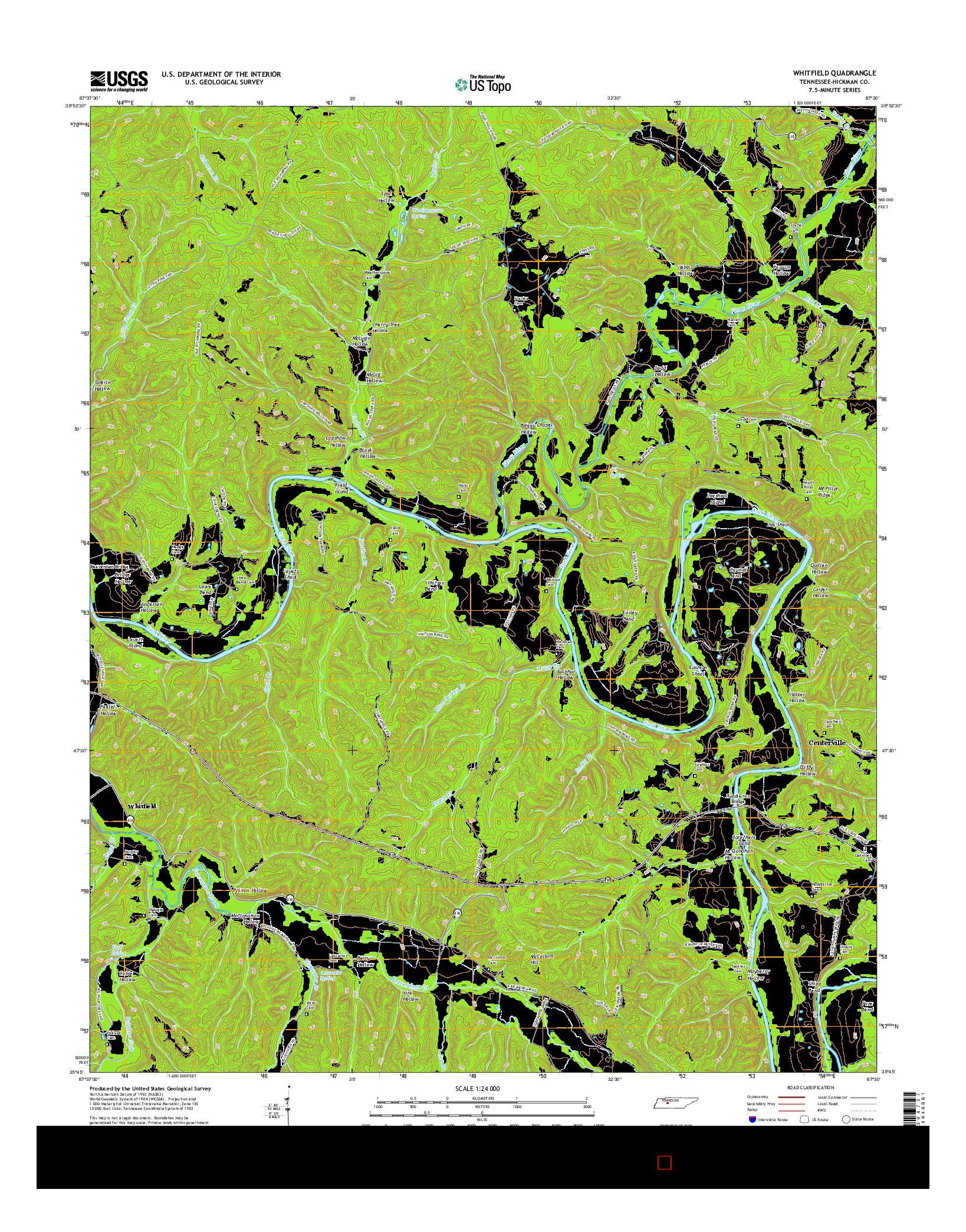 USGS US TOPO 7.5-MINUTE MAP FOR WHITFIELD, TN 2016