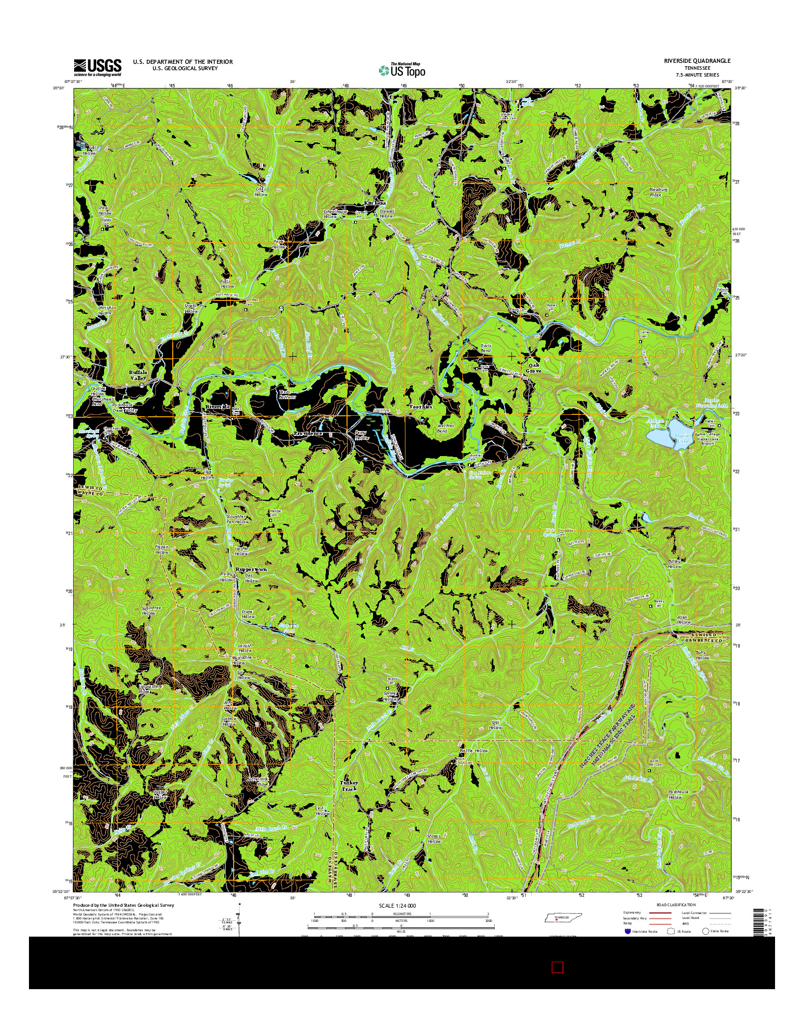 USGS US TOPO 7.5-MINUTE MAP FOR RIVERSIDE, TN 2016