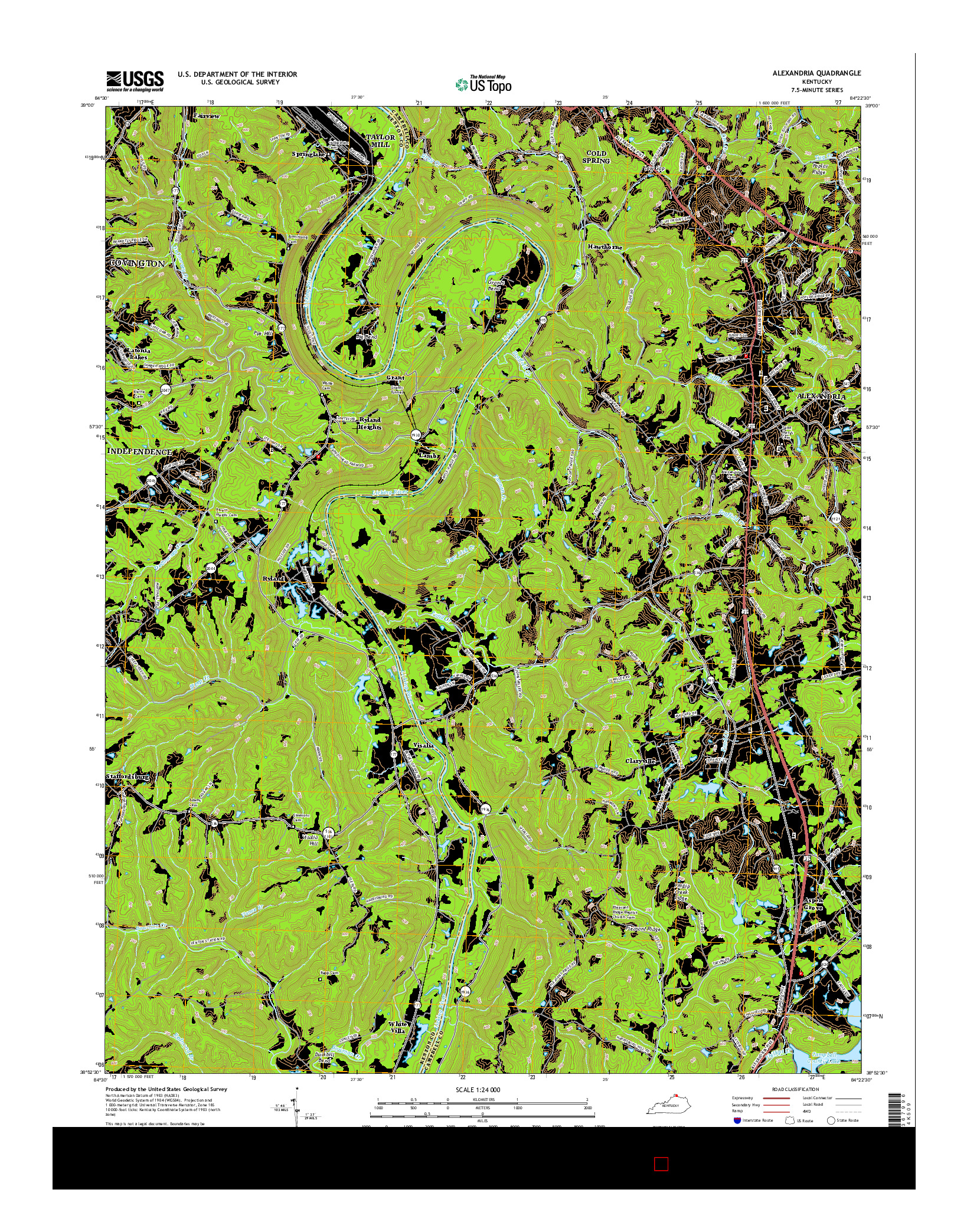 USGS US TOPO 7.5-MINUTE MAP FOR ALEXANDRIA, KY 2016