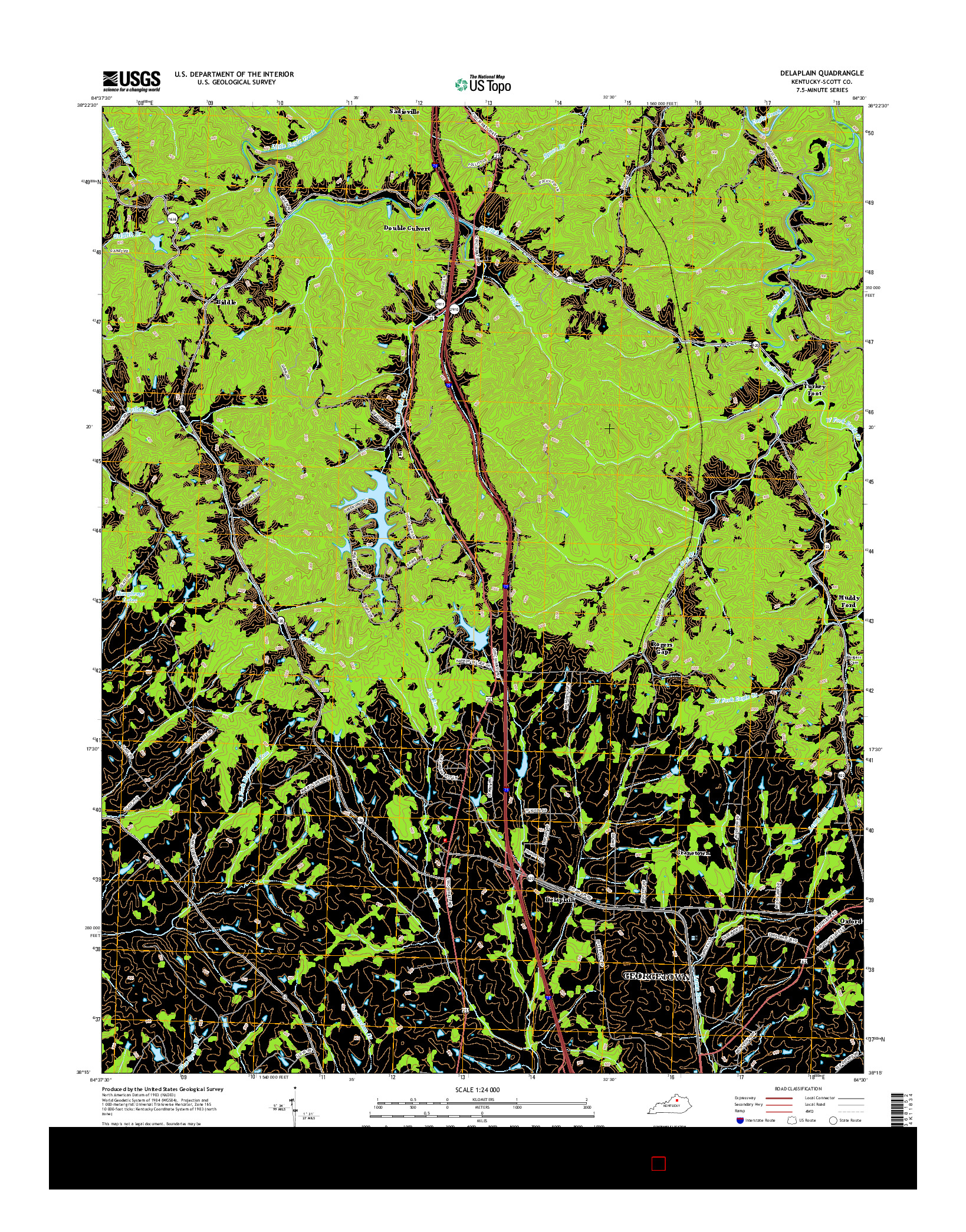 USGS US TOPO 7.5-MINUTE MAP FOR DELAPLAIN, KY 2016