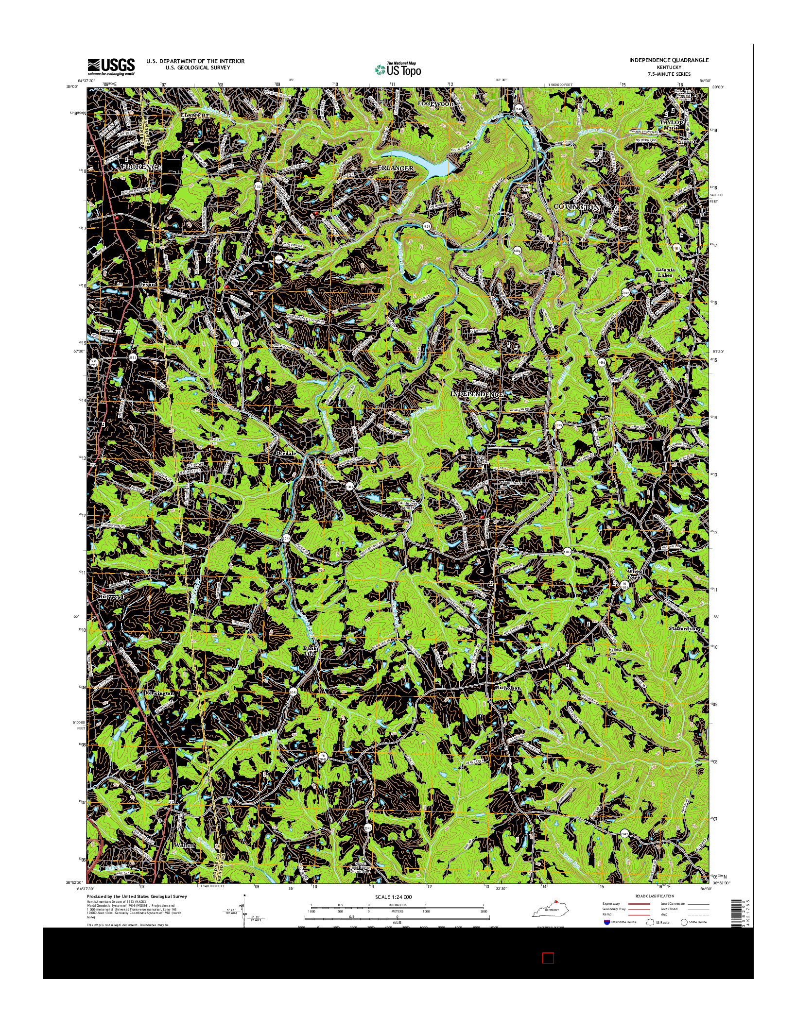 USGS US TOPO 7.5-MINUTE MAP FOR INDEPENDENCE, KY 2016