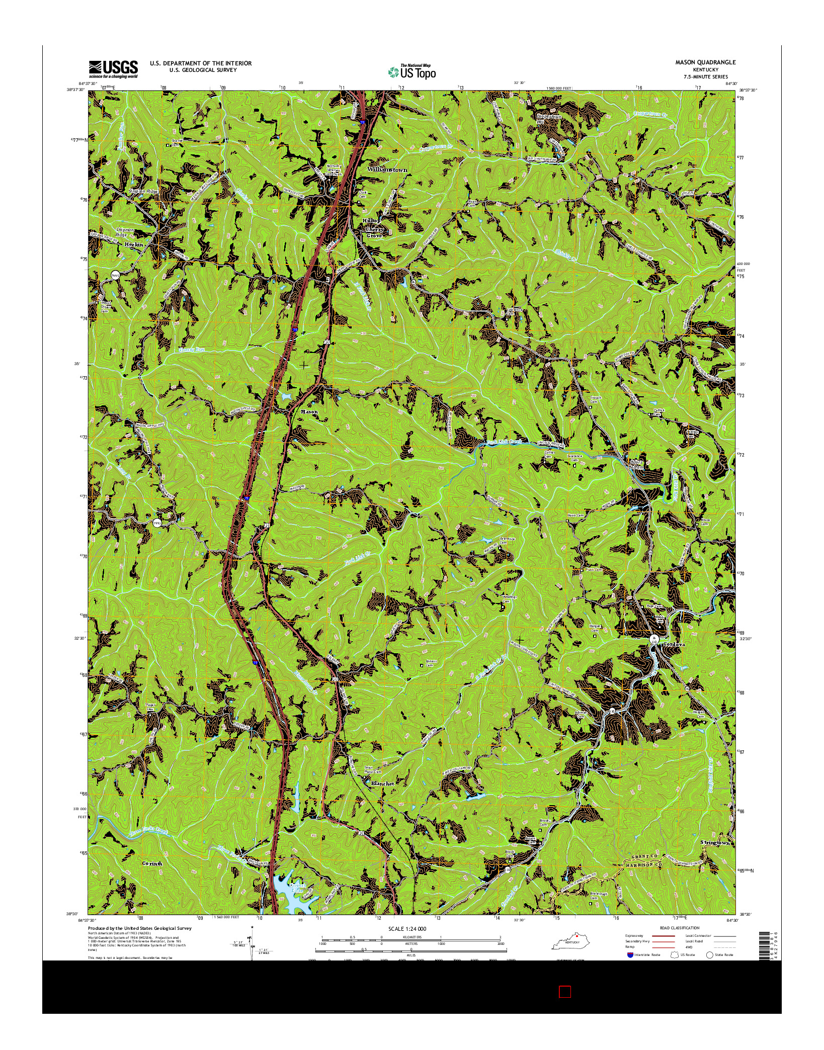USGS US TOPO 7.5-MINUTE MAP FOR MASON, KY 2016