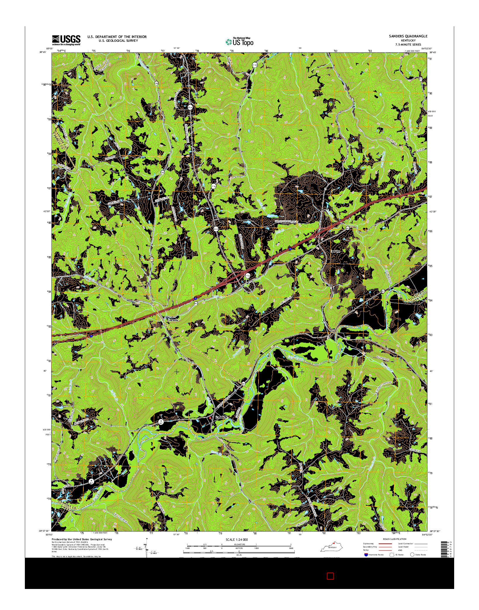 USGS US TOPO 7.5-MINUTE MAP FOR SANDERS, KY 2016