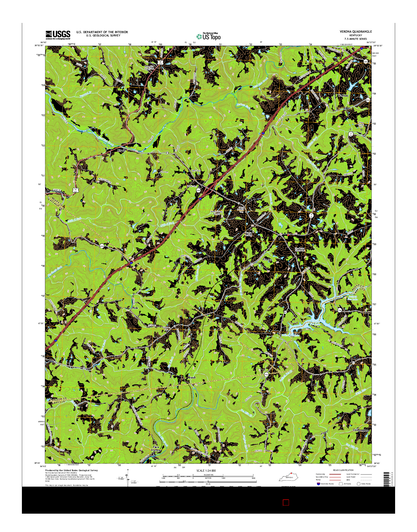 USGS US TOPO 7.5-MINUTE MAP FOR VERONA, KY 2016