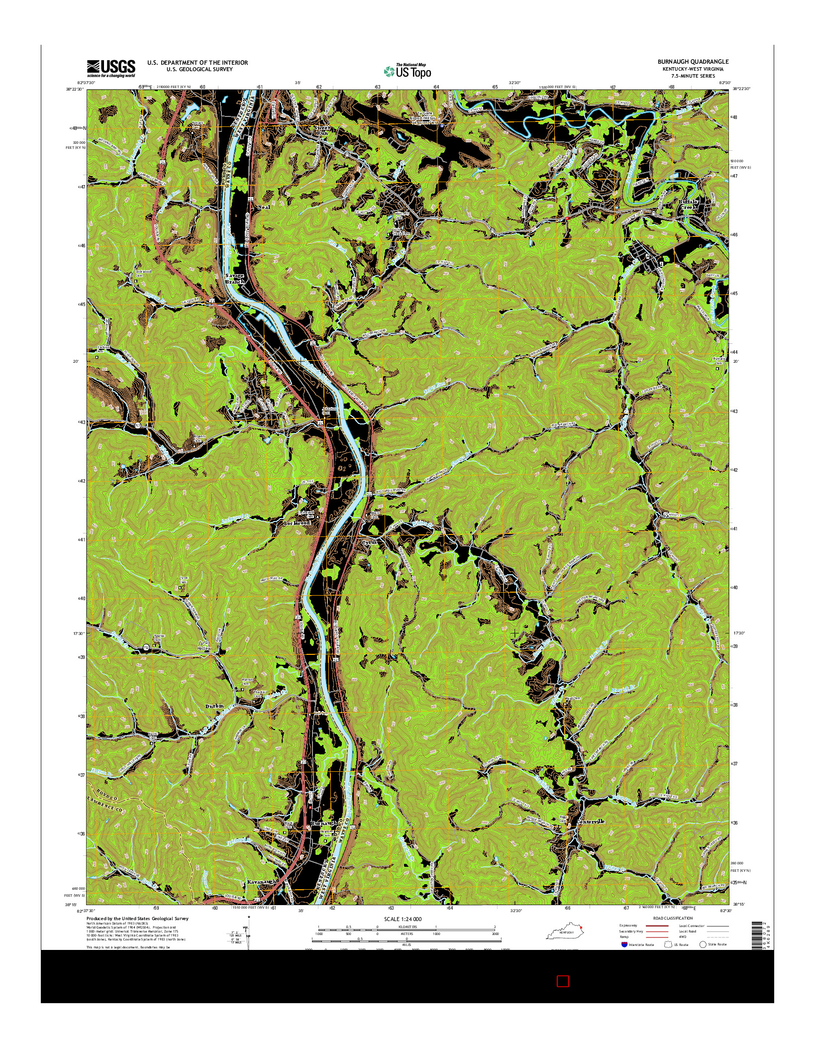 USGS US TOPO 7.5-MINUTE MAP FOR BURNAUGH, KY-WV 2016