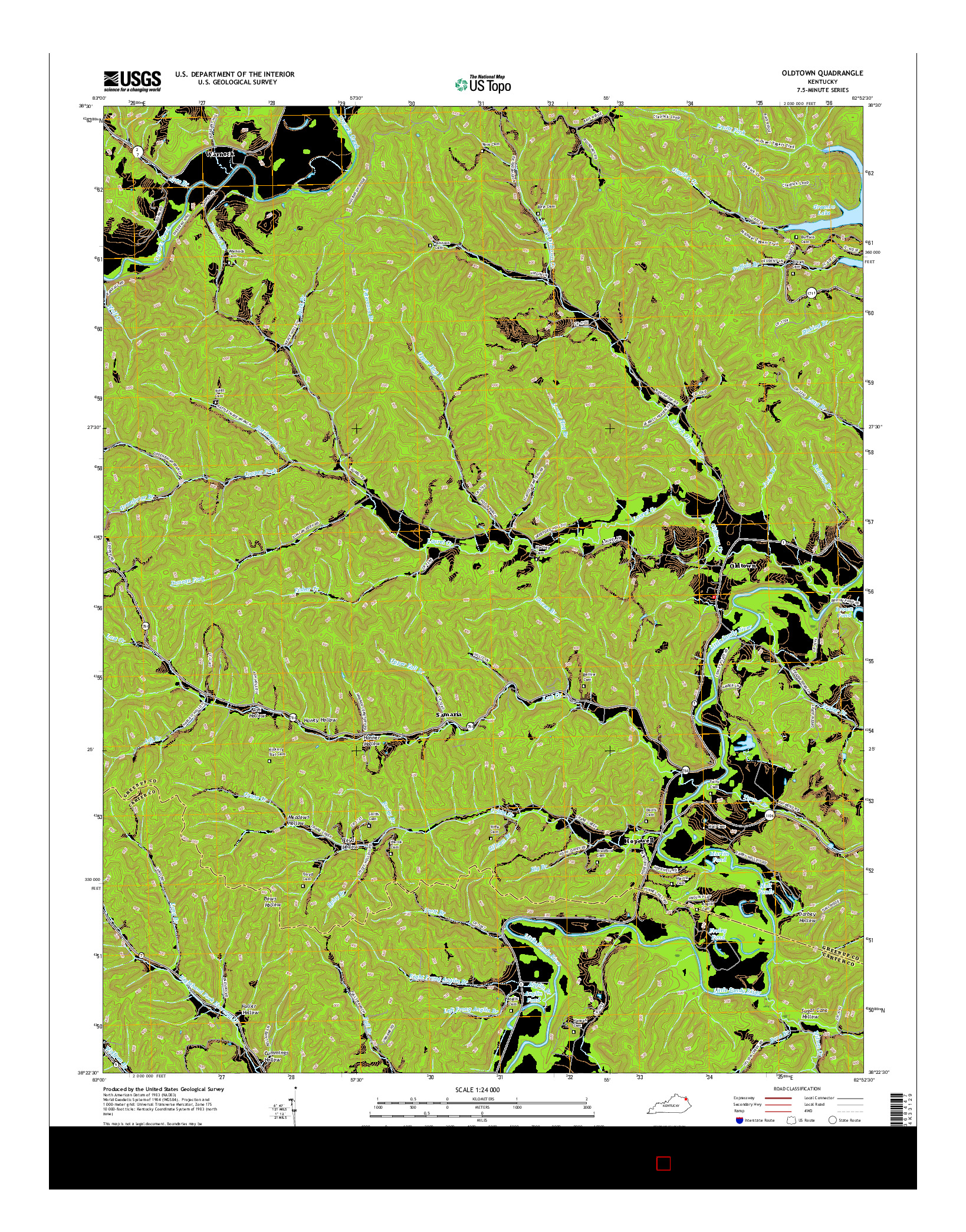 USGS US TOPO 7.5-MINUTE MAP FOR OLDTOWN, KY 2016