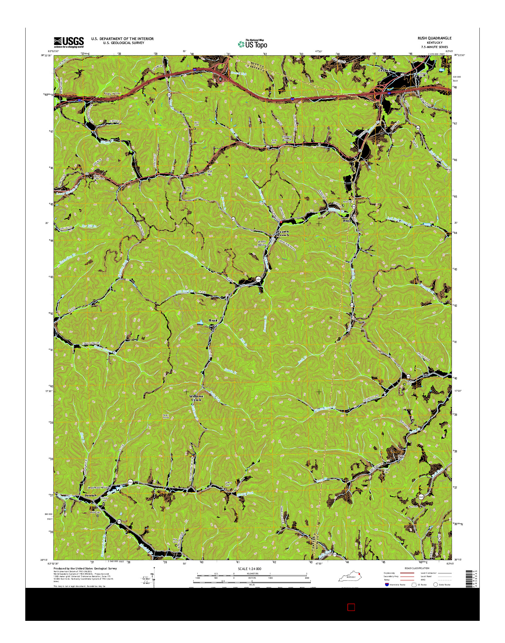 USGS US TOPO 7.5-MINUTE MAP FOR RUSH, KY 2016