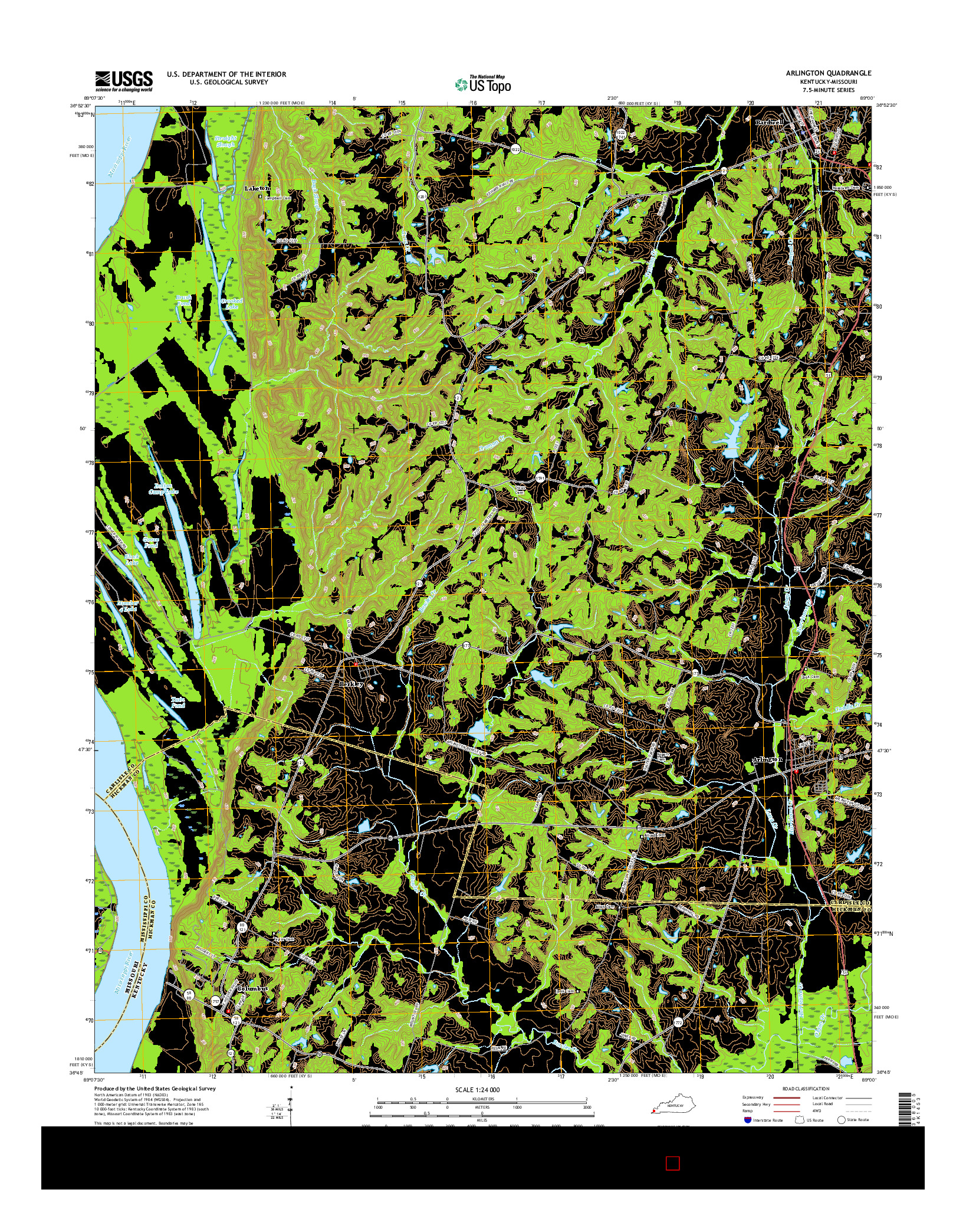 USGS US TOPO 7.5-MINUTE MAP FOR ARLINGTON, KY-MO 2016