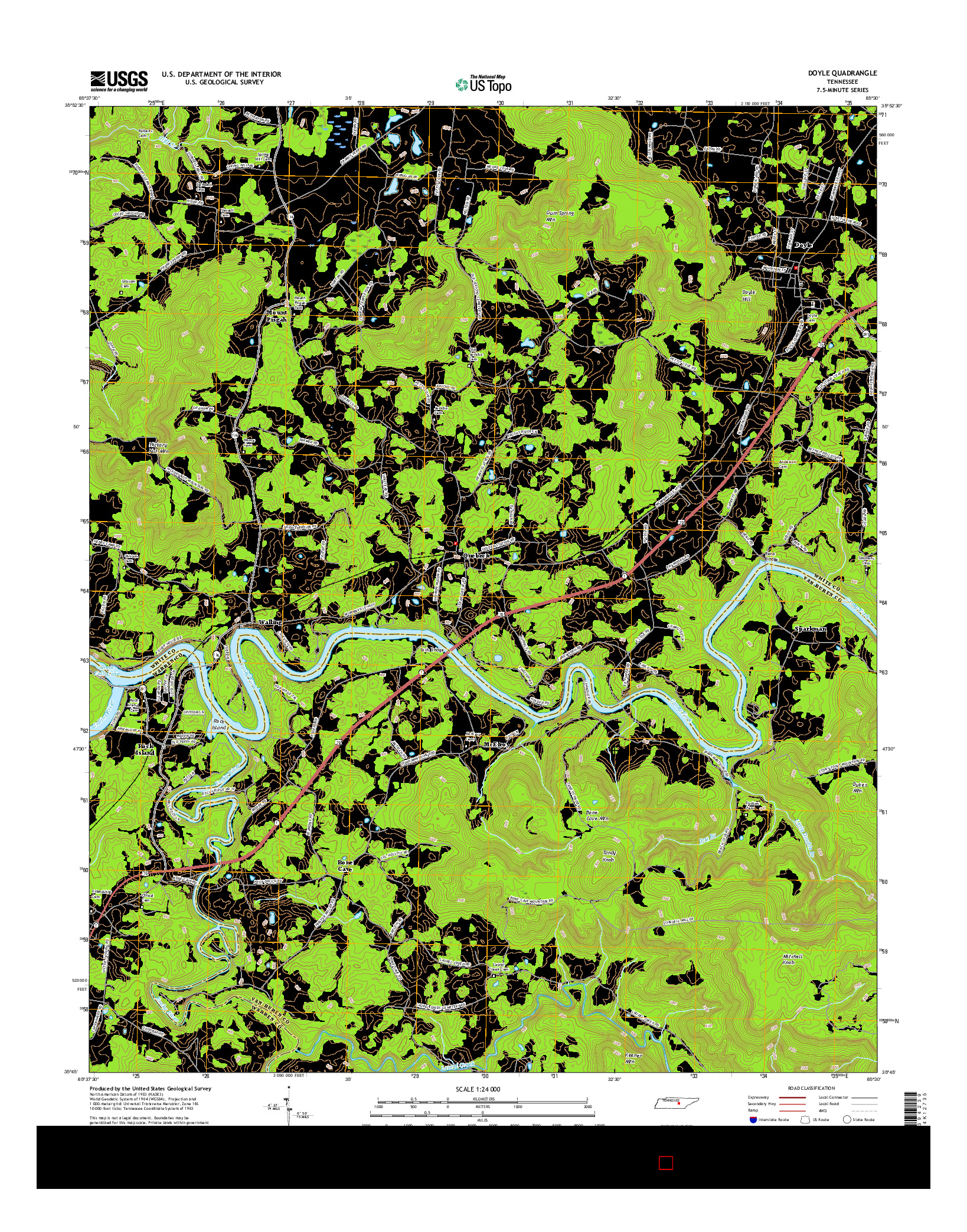 USGS US TOPO 7.5-MINUTE MAP FOR DOYLE, TN 2016