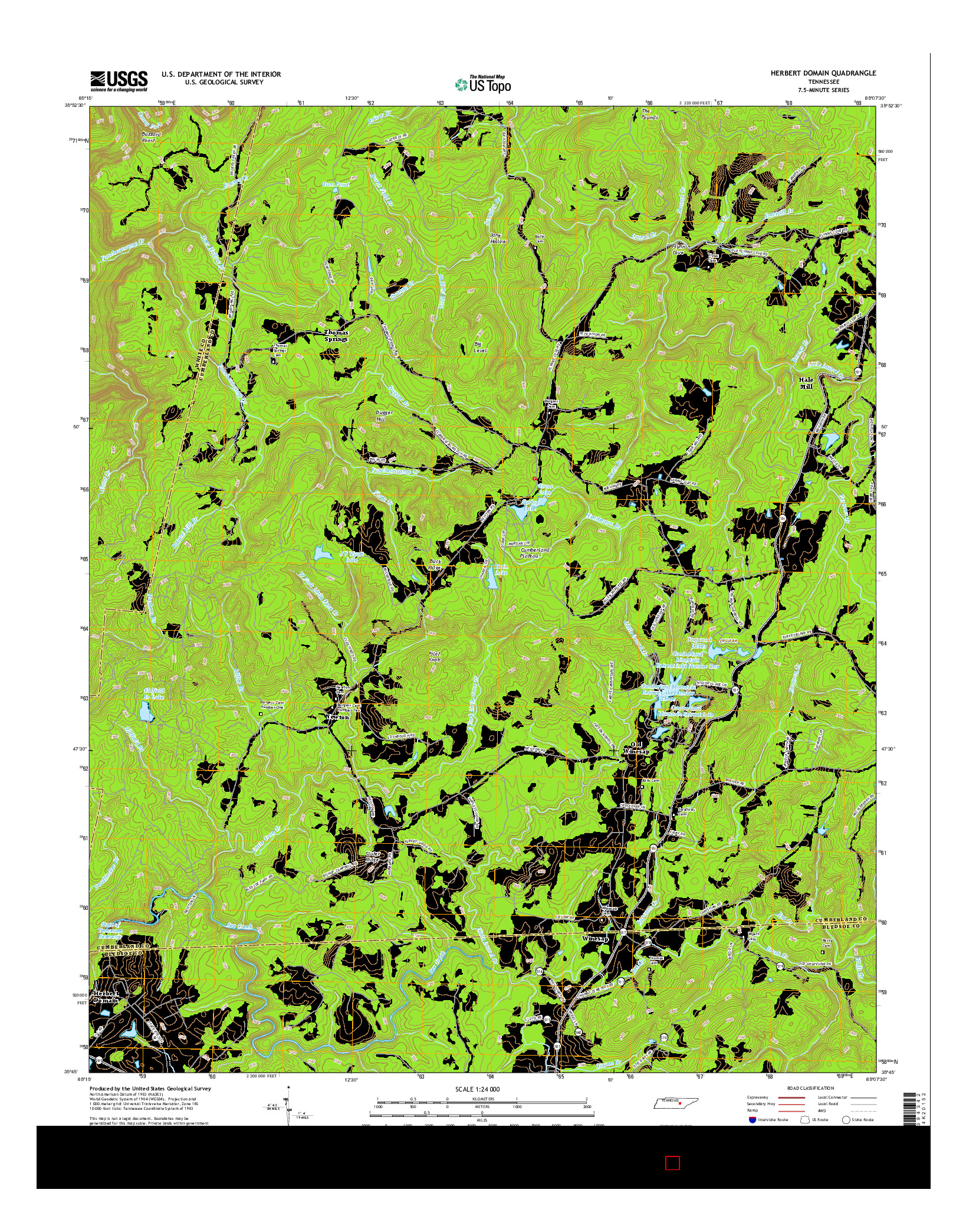 USGS US TOPO 7.5-MINUTE MAP FOR HERBERT DOMAIN, TN 2016