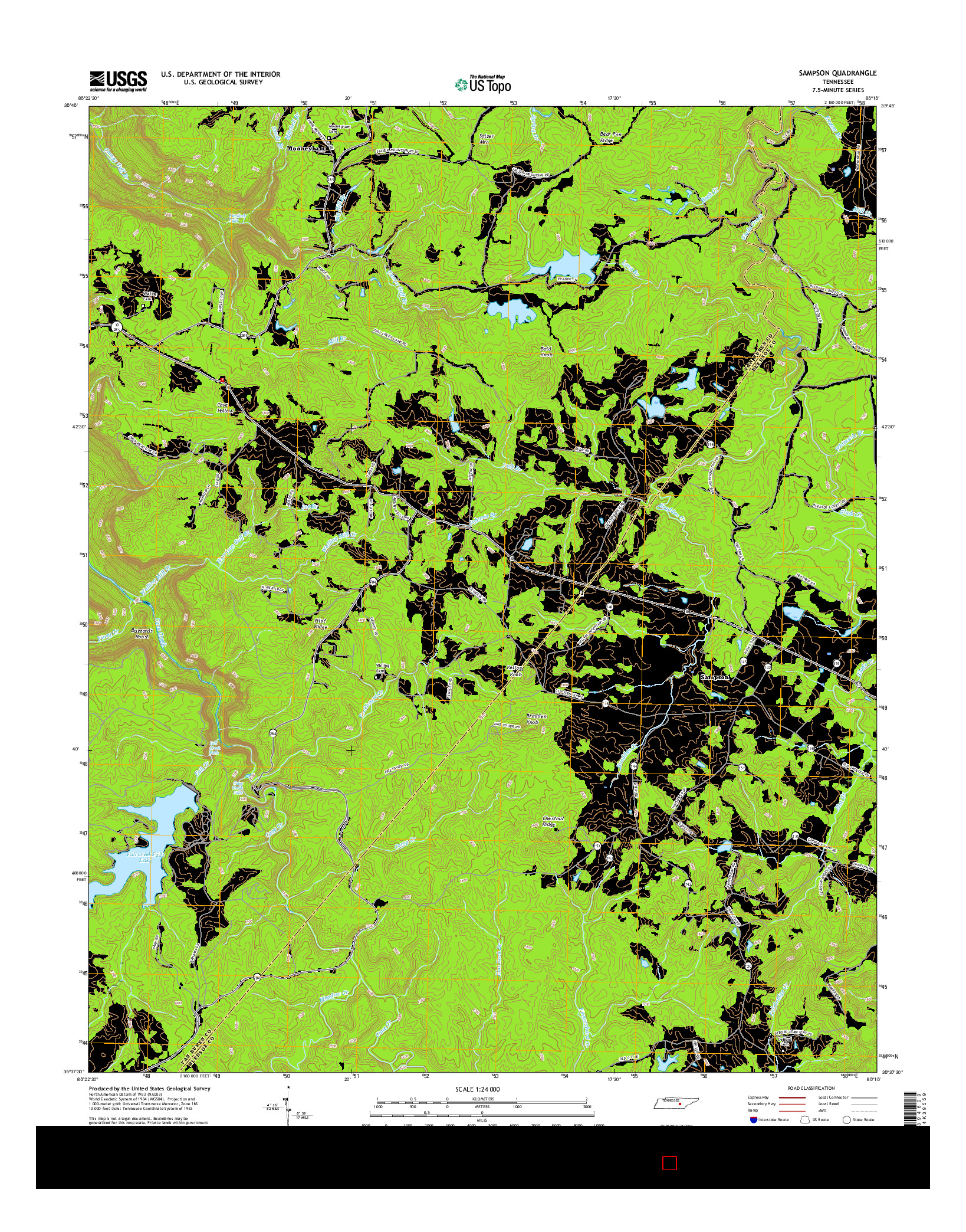 USGS US TOPO 7.5-MINUTE MAP FOR SAMPSON, TN 2016