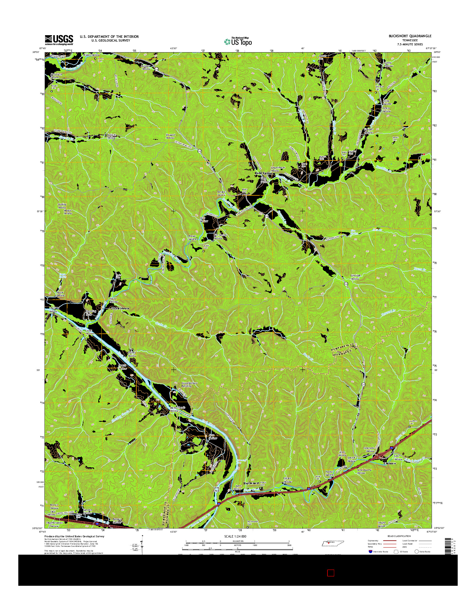 USGS US TOPO 7.5-MINUTE MAP FOR BUCKSNORT, TN 2016