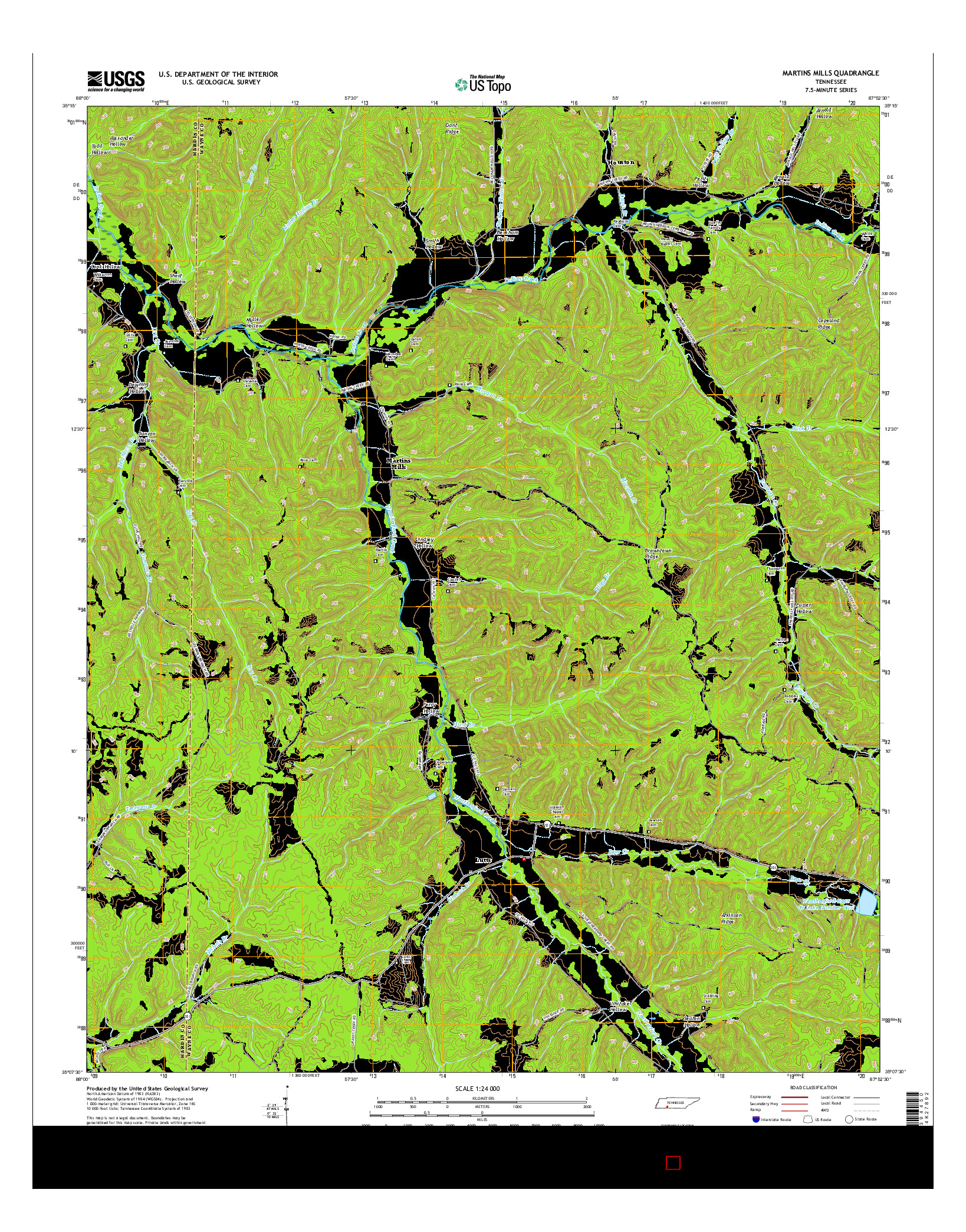 USGS US TOPO 7.5-MINUTE MAP FOR MARTINS MILLS, TN 2016