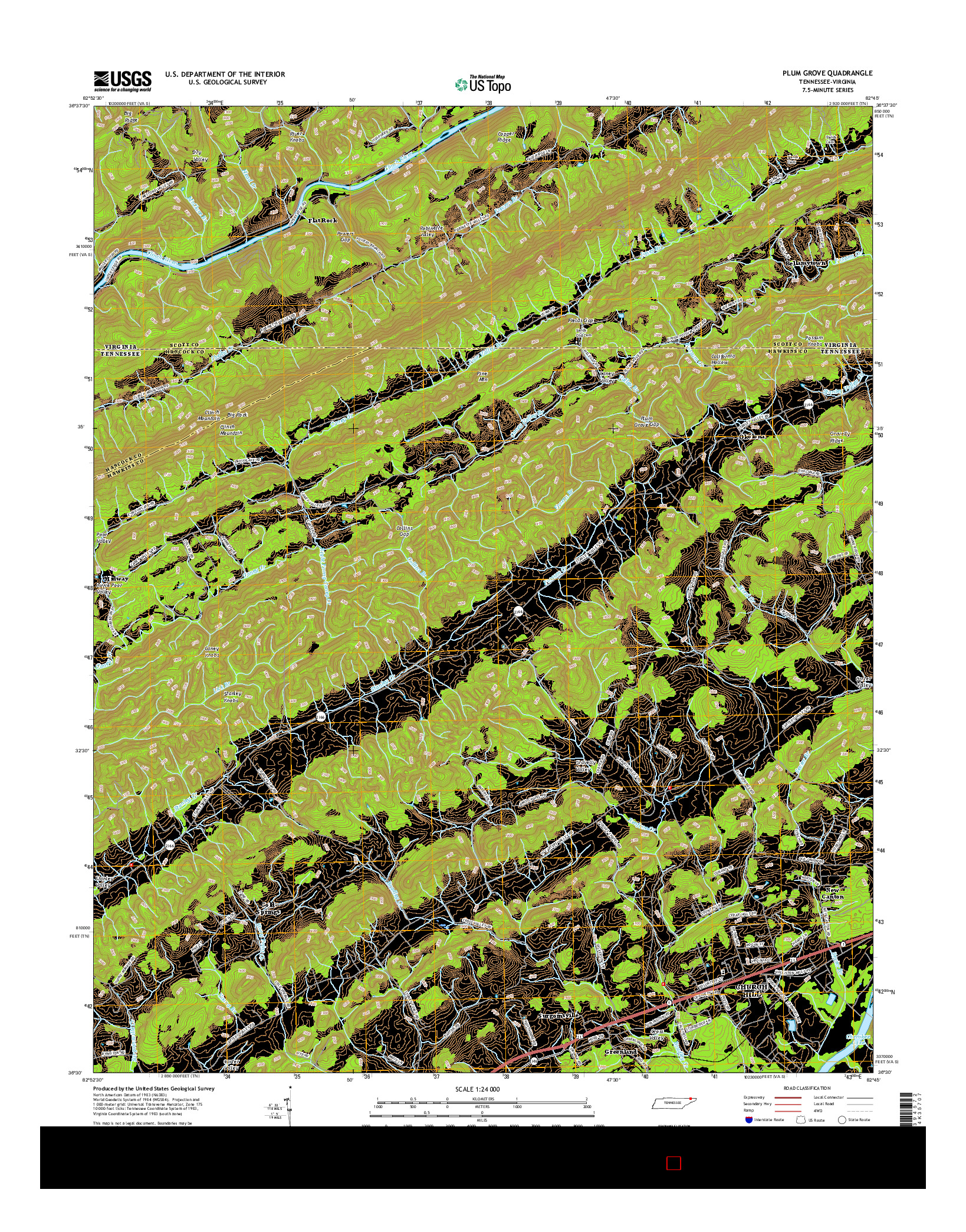 USGS US TOPO 7.5-MINUTE MAP FOR PLUM GROVE, TN-VA 2016