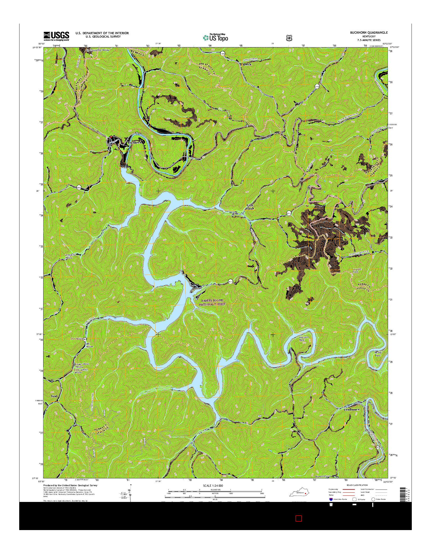 USGS US TOPO 7.5-MINUTE MAP FOR BUCKHORN, KY 2016