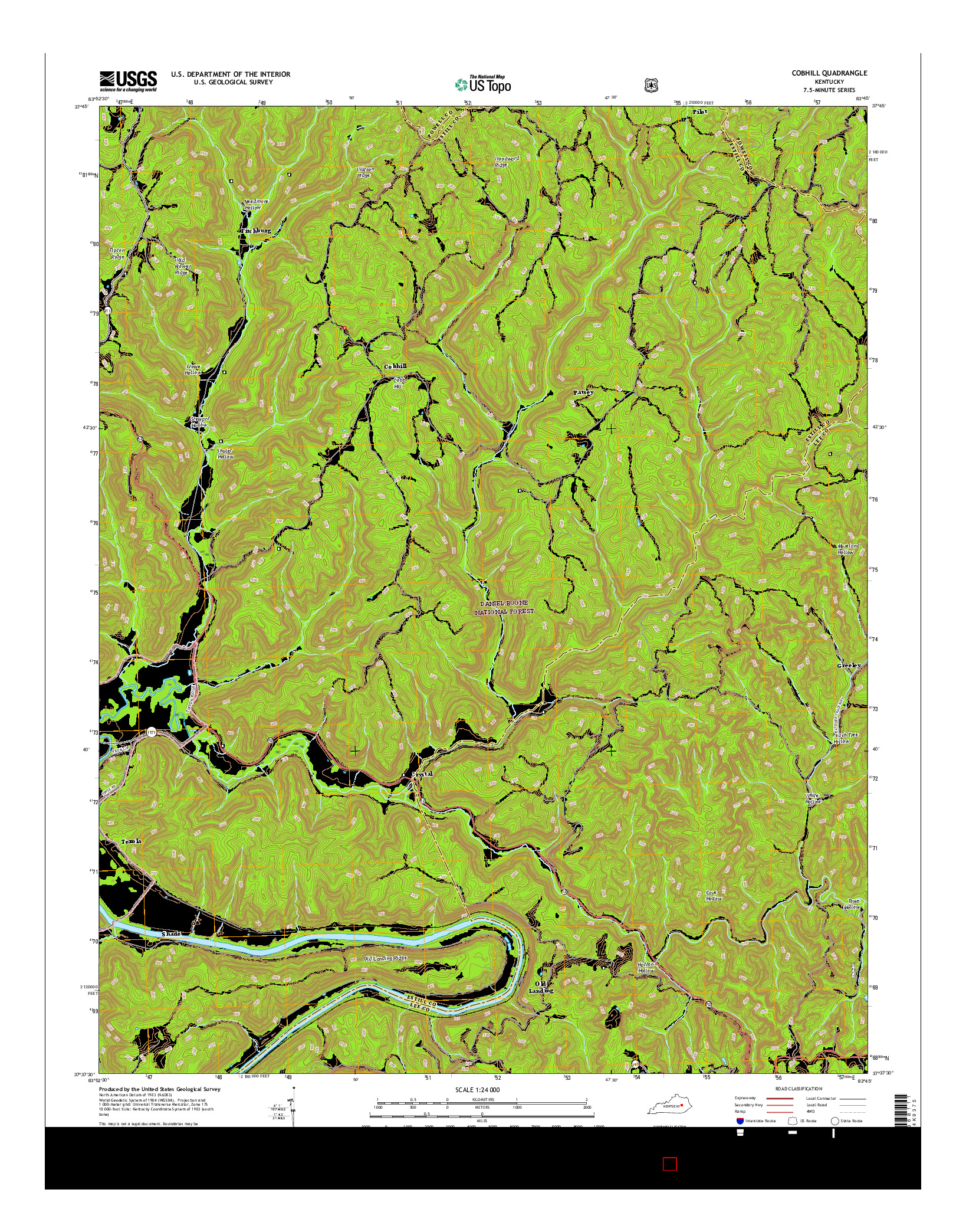 USGS US TOPO 7.5-MINUTE MAP FOR COBHILL, KY 2016