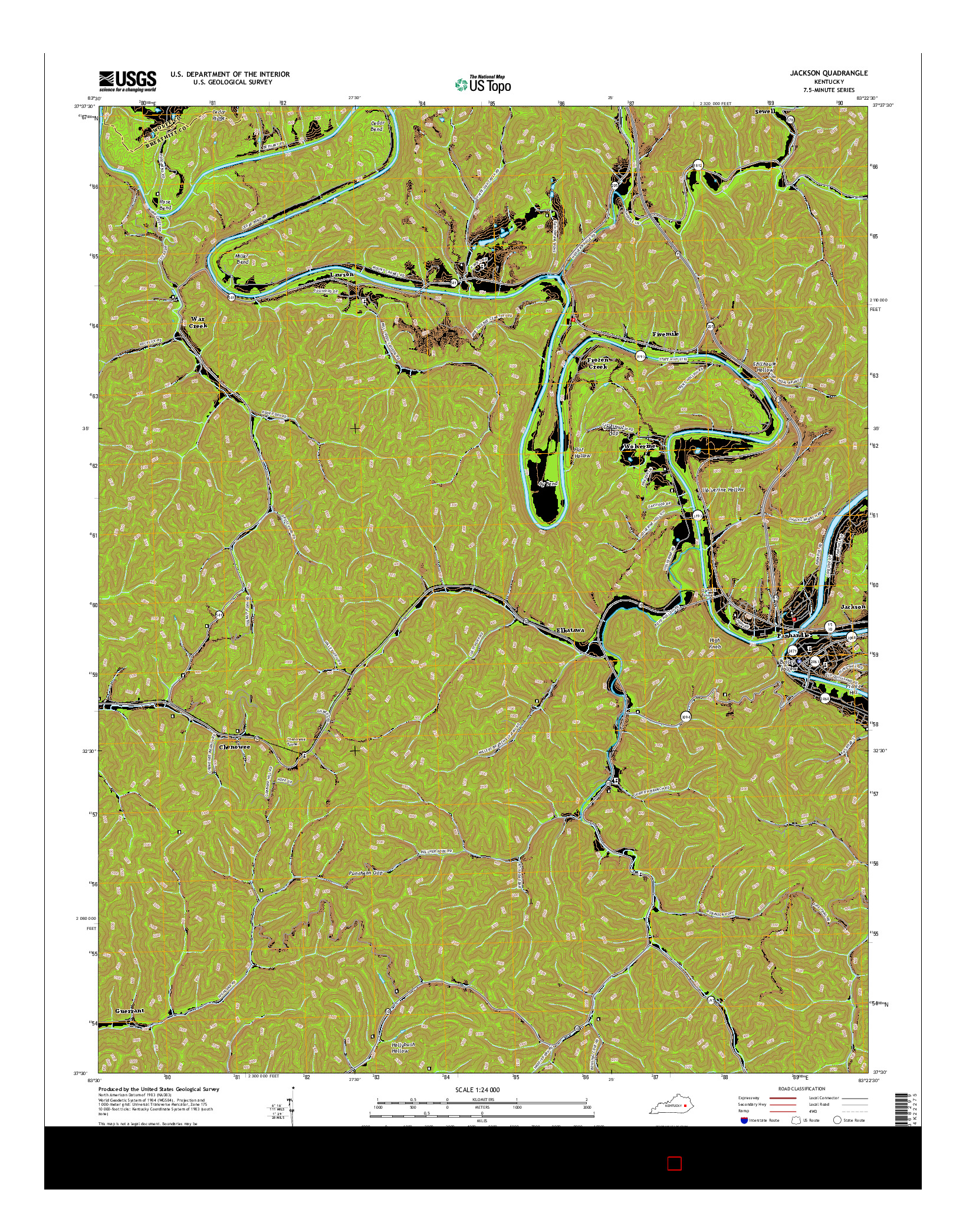 USGS US TOPO 7.5-MINUTE MAP FOR JACKSON, KY 2016