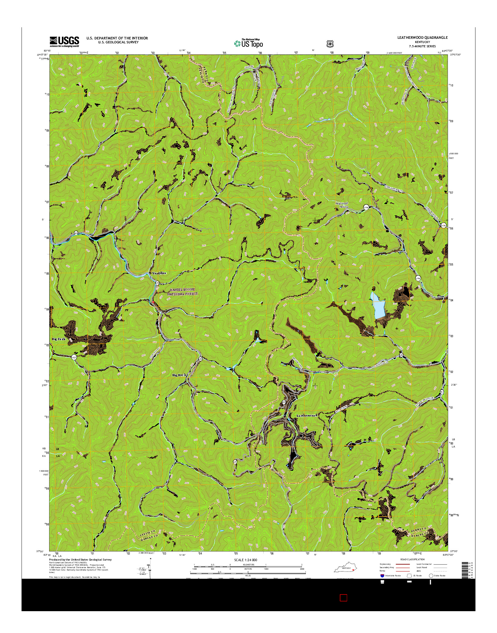 USGS US TOPO 7.5-MINUTE MAP FOR LEATHERWOOD, KY 2016