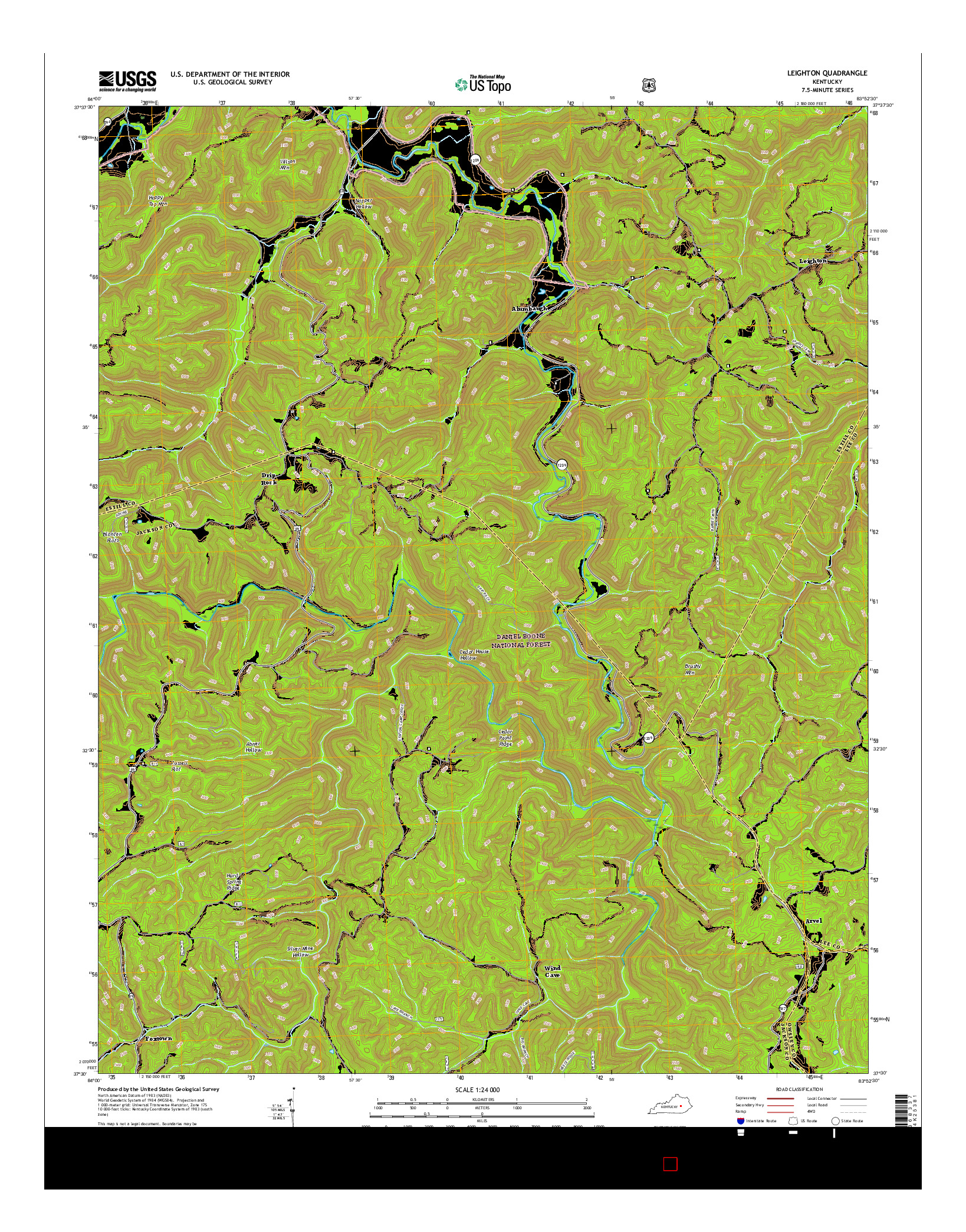 USGS US TOPO 7.5-MINUTE MAP FOR LEIGHTON, KY 2016