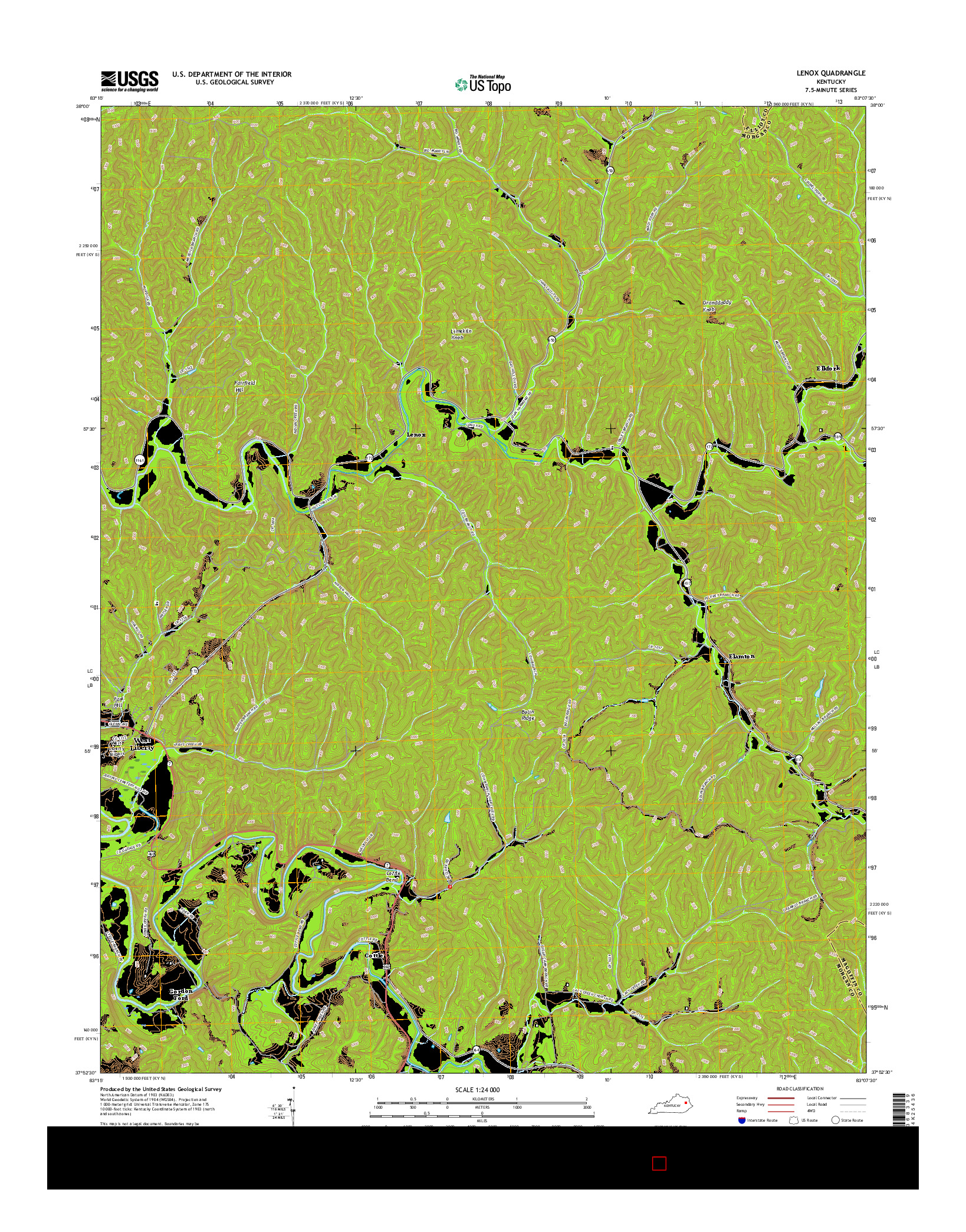 USGS US TOPO 7.5-MINUTE MAP FOR LENOX, KY 2016