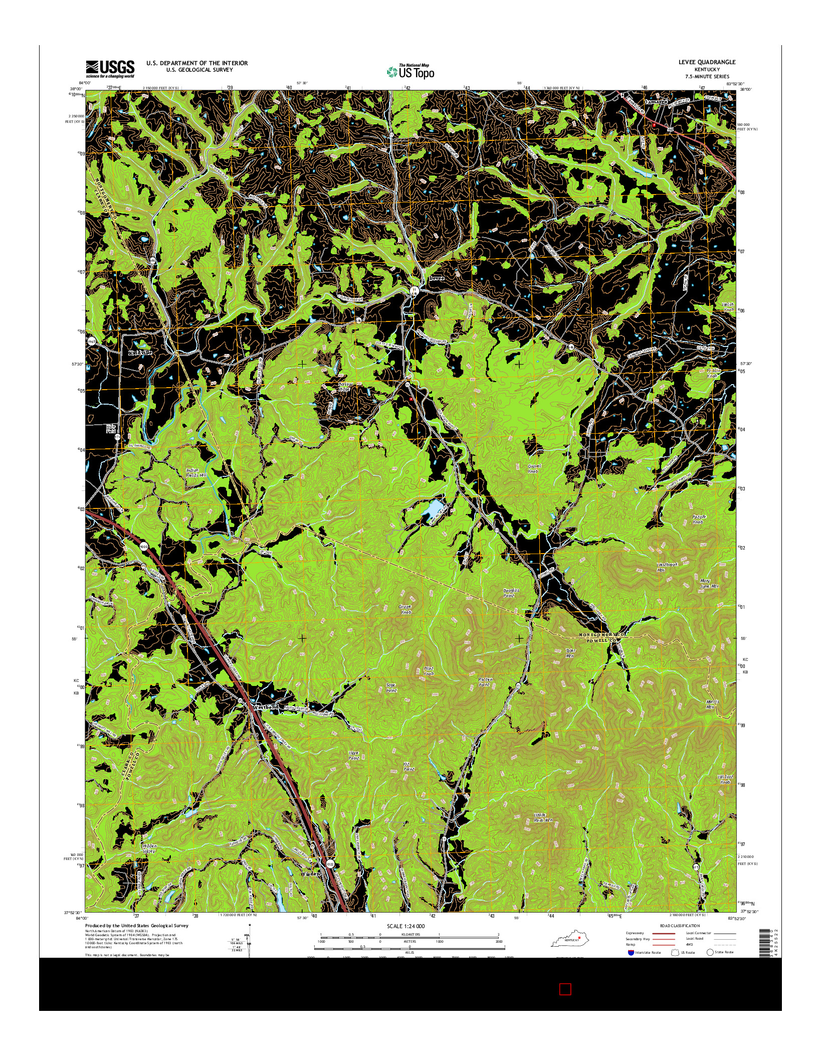 USGS US TOPO 7.5-MINUTE MAP FOR LEVEE, KY 2016