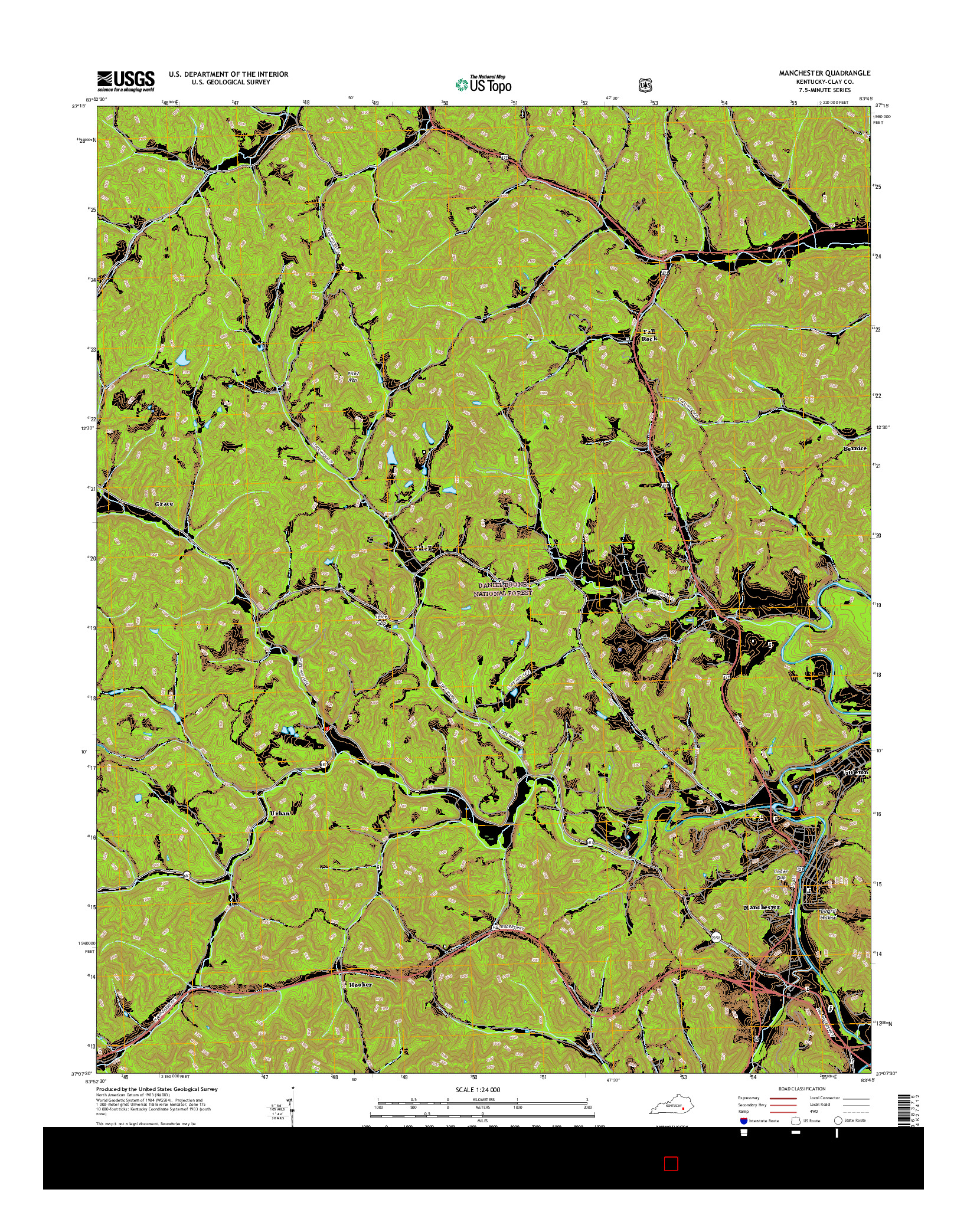 USGS US TOPO 7.5-MINUTE MAP FOR MANCHESTER, KY 2016