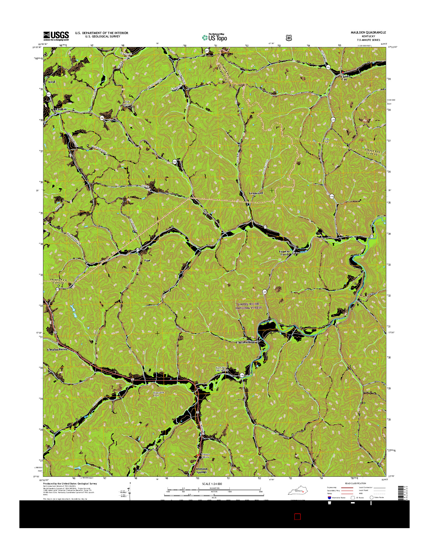 USGS US TOPO 7.5-MINUTE MAP FOR MAULDEN, KY 2016