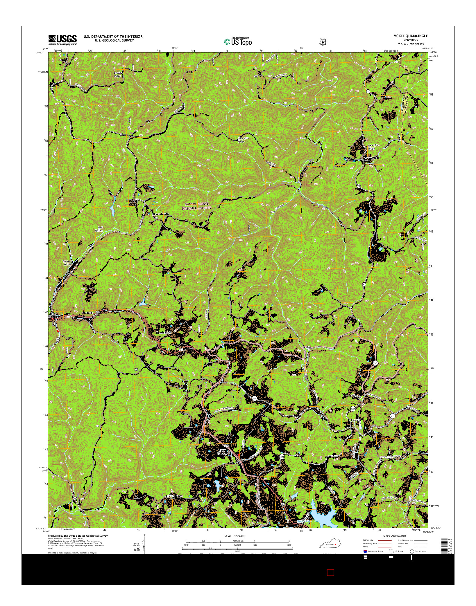 USGS US TOPO 7.5-MINUTE MAP FOR MCKEE, KY 2016