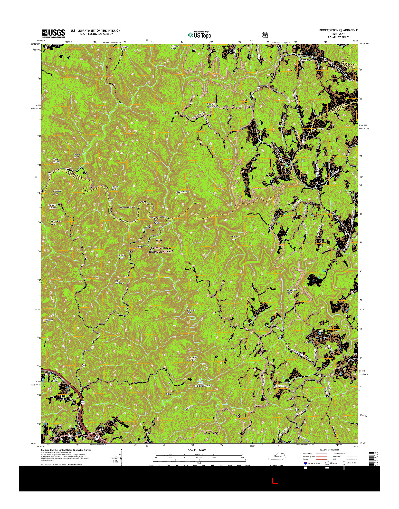 USGS US TOPO 7.5-MINUTE MAP FOR POMEROYTON, KY 2016