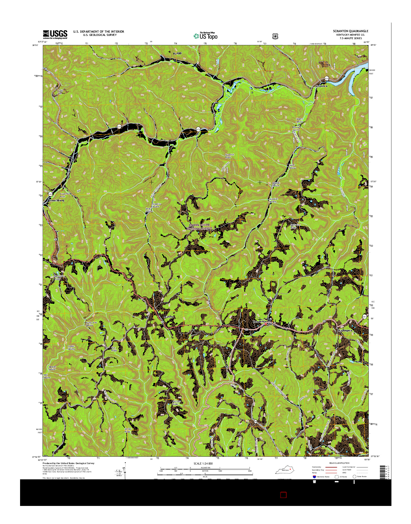 USGS US TOPO 7.5-MINUTE MAP FOR SCRANTON, KY 2016