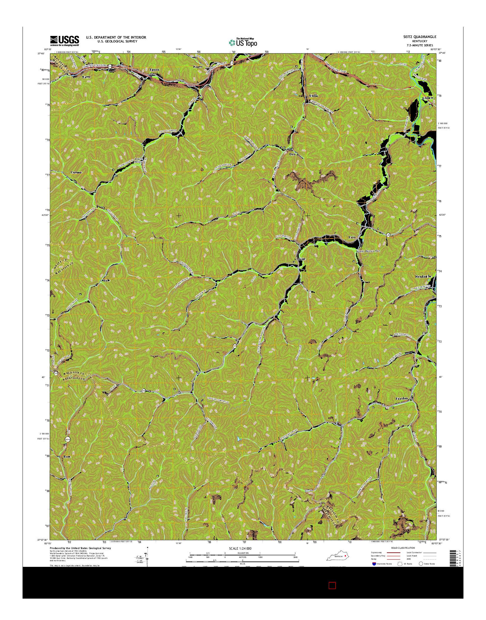 USGS US TOPO 7.5-MINUTE MAP FOR SEITZ, KY 2016