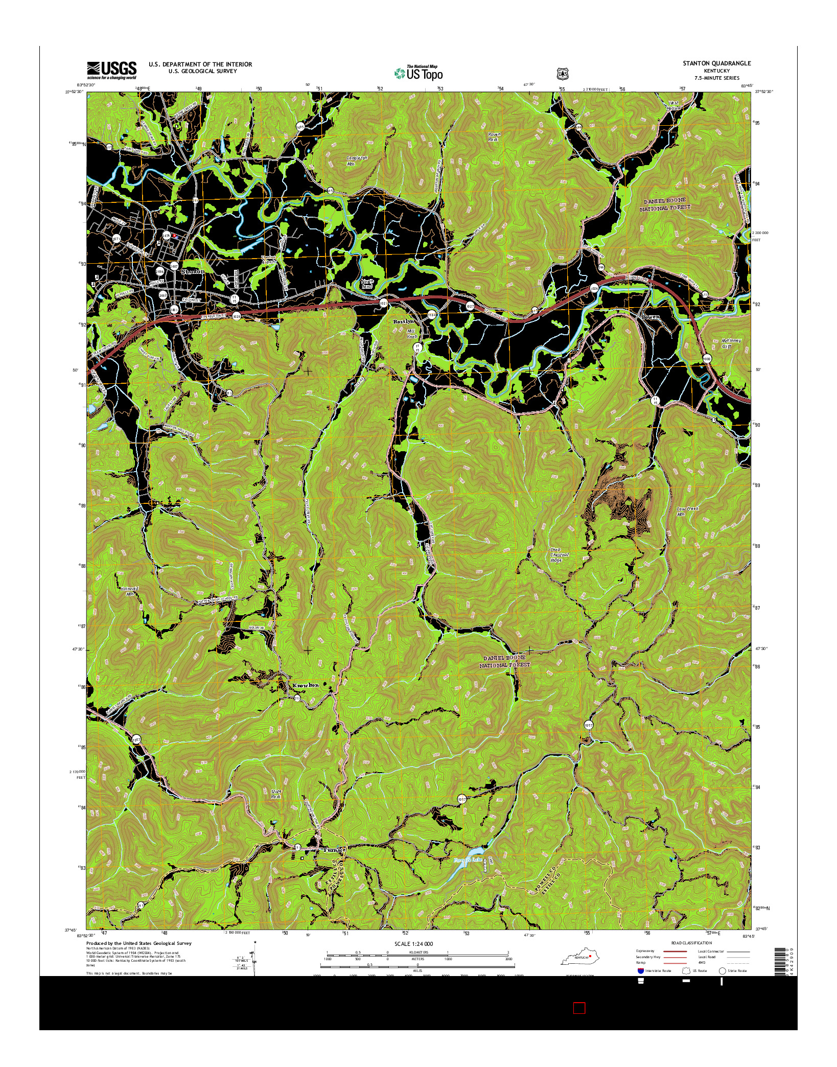USGS US TOPO 7.5-MINUTE MAP FOR STANTON, KY 2016