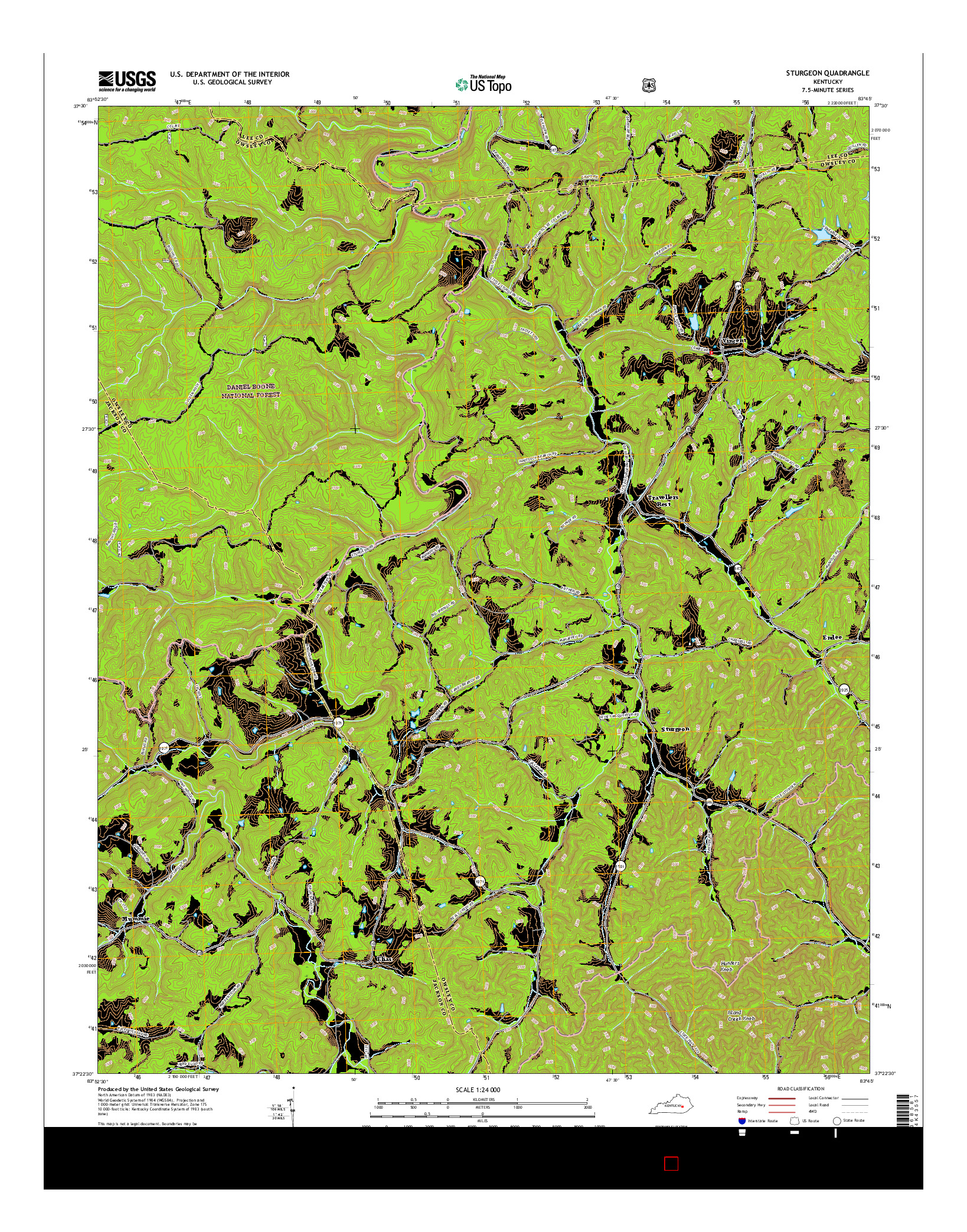 USGS US TOPO 7.5-MINUTE MAP FOR STURGEON, KY 2016