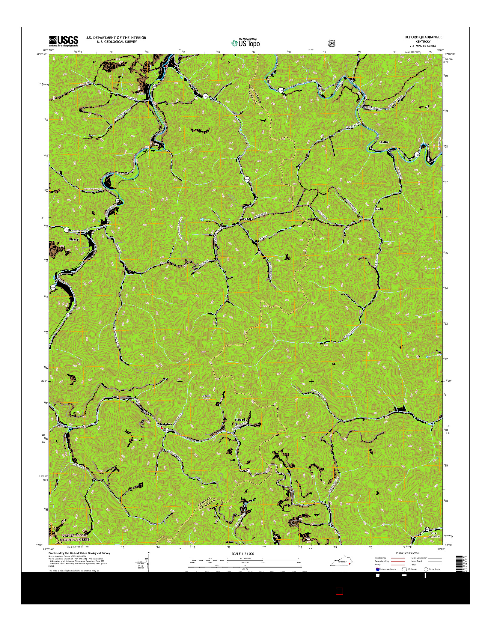 USGS US TOPO 7.5-MINUTE MAP FOR TILFORD, KY 2016