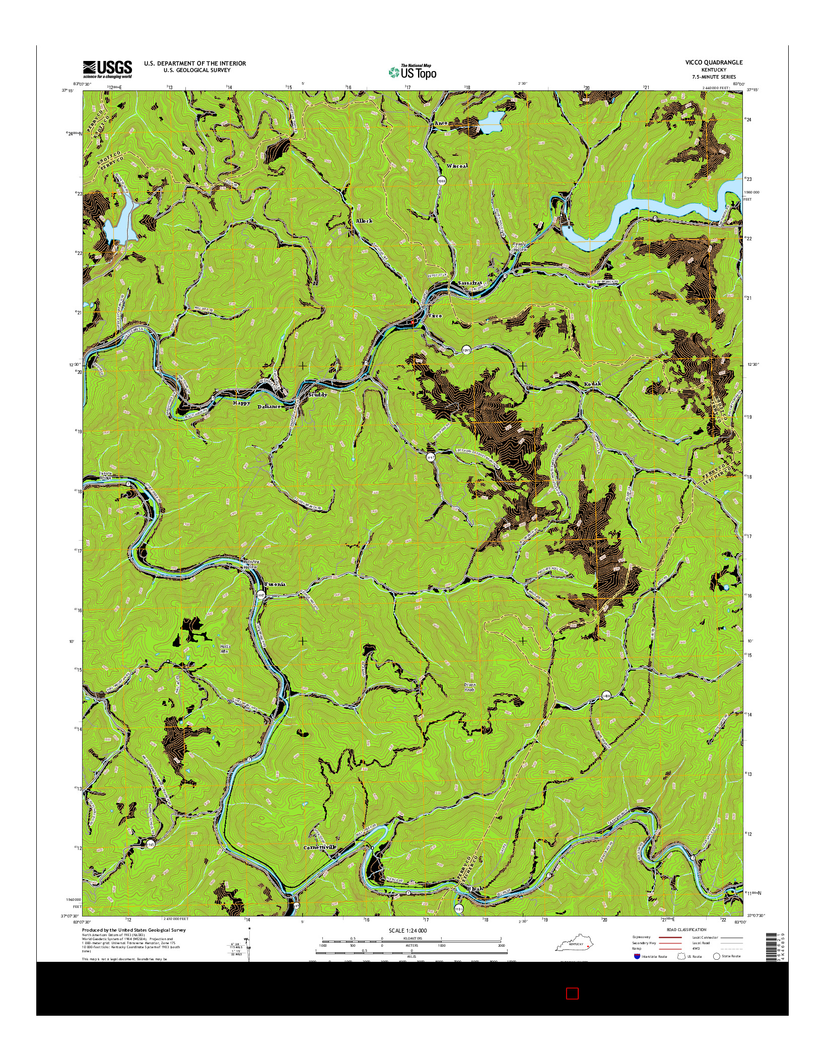 USGS US TOPO 7.5-MINUTE MAP FOR VICCO, KY 2016